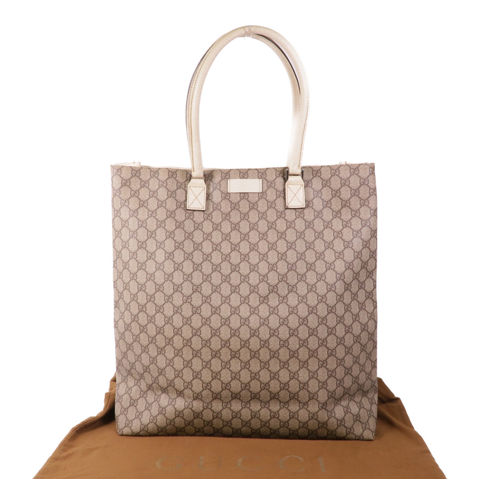 GUCCI 塗層帆布Shoulder Tote銀扣肩背袋/手挽袋