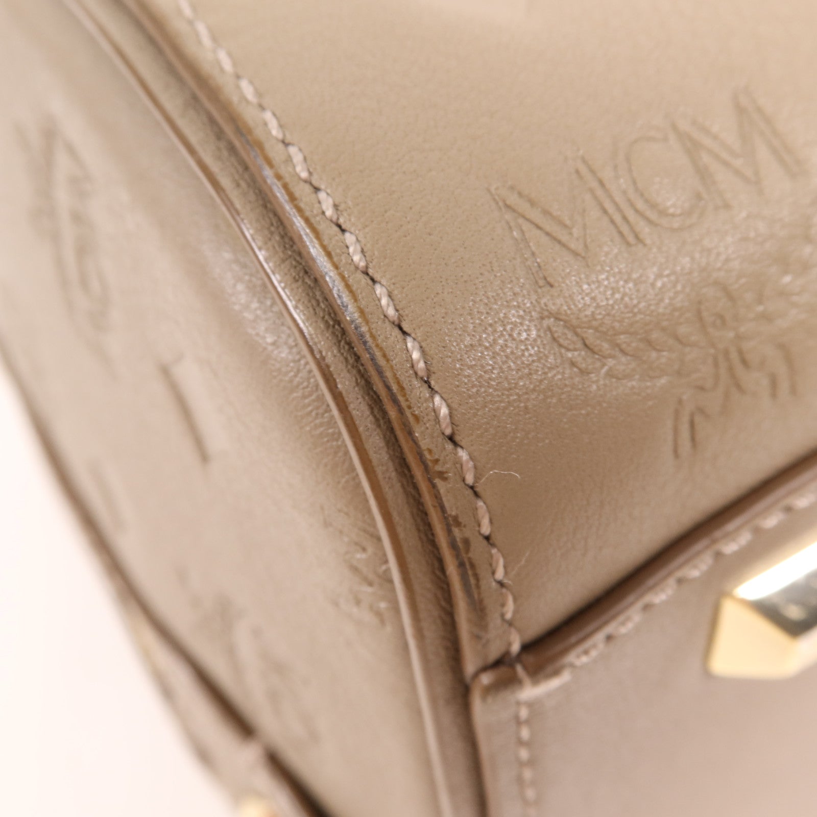 MCM 牛皮皮革2 Way Shoulder Bag金扣手挽肩背兩用袋