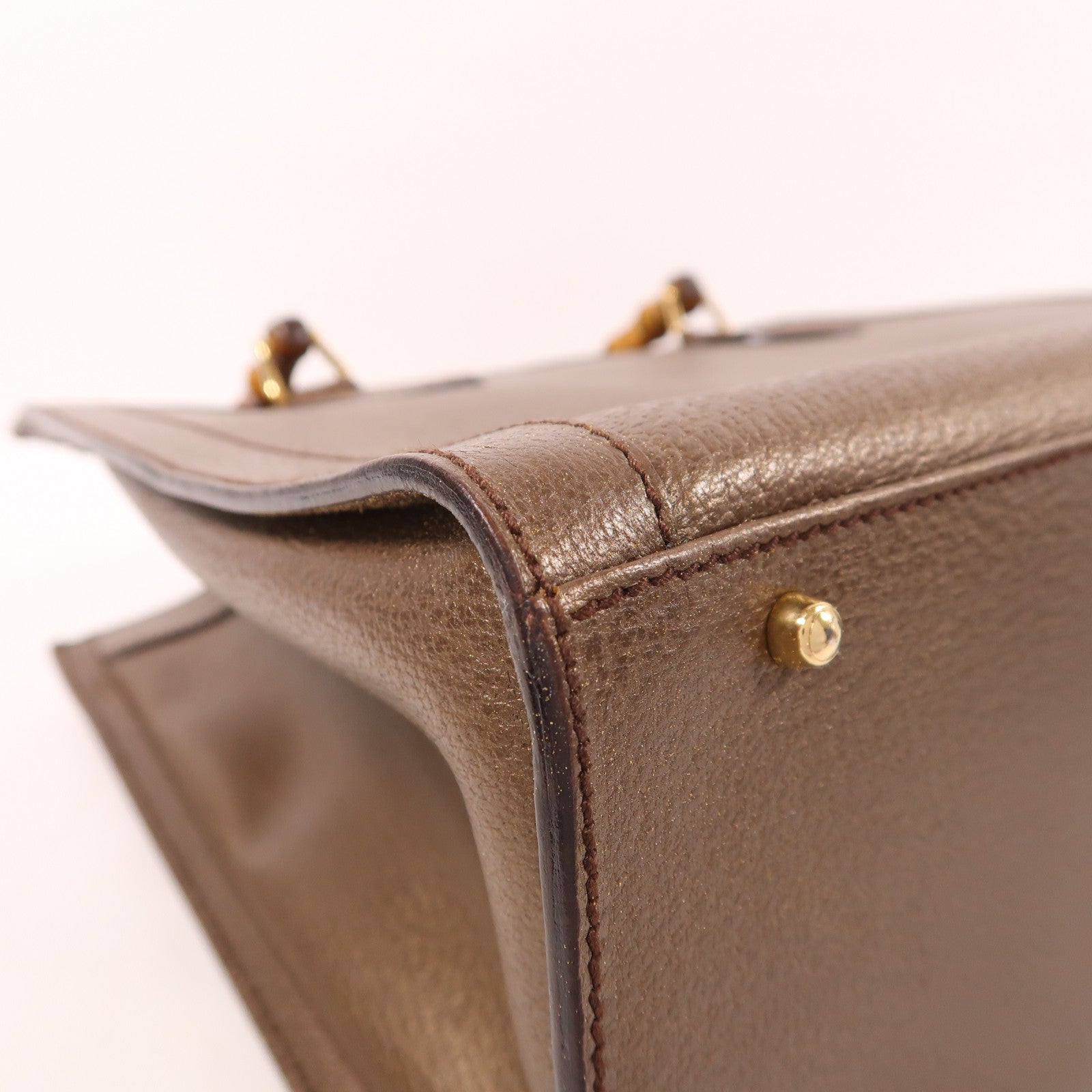 GUCCI 【激減優惠】牛皮皮革/竹子Handbag金扣手挽袋