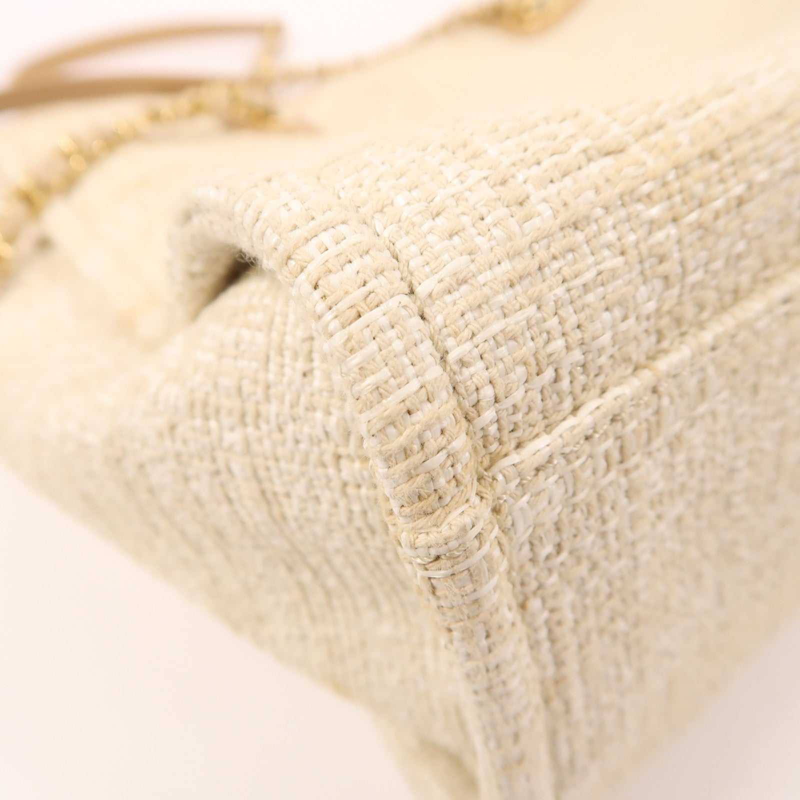 CHANEL Straw Deauville Tote金扣鏈帶肩背袋