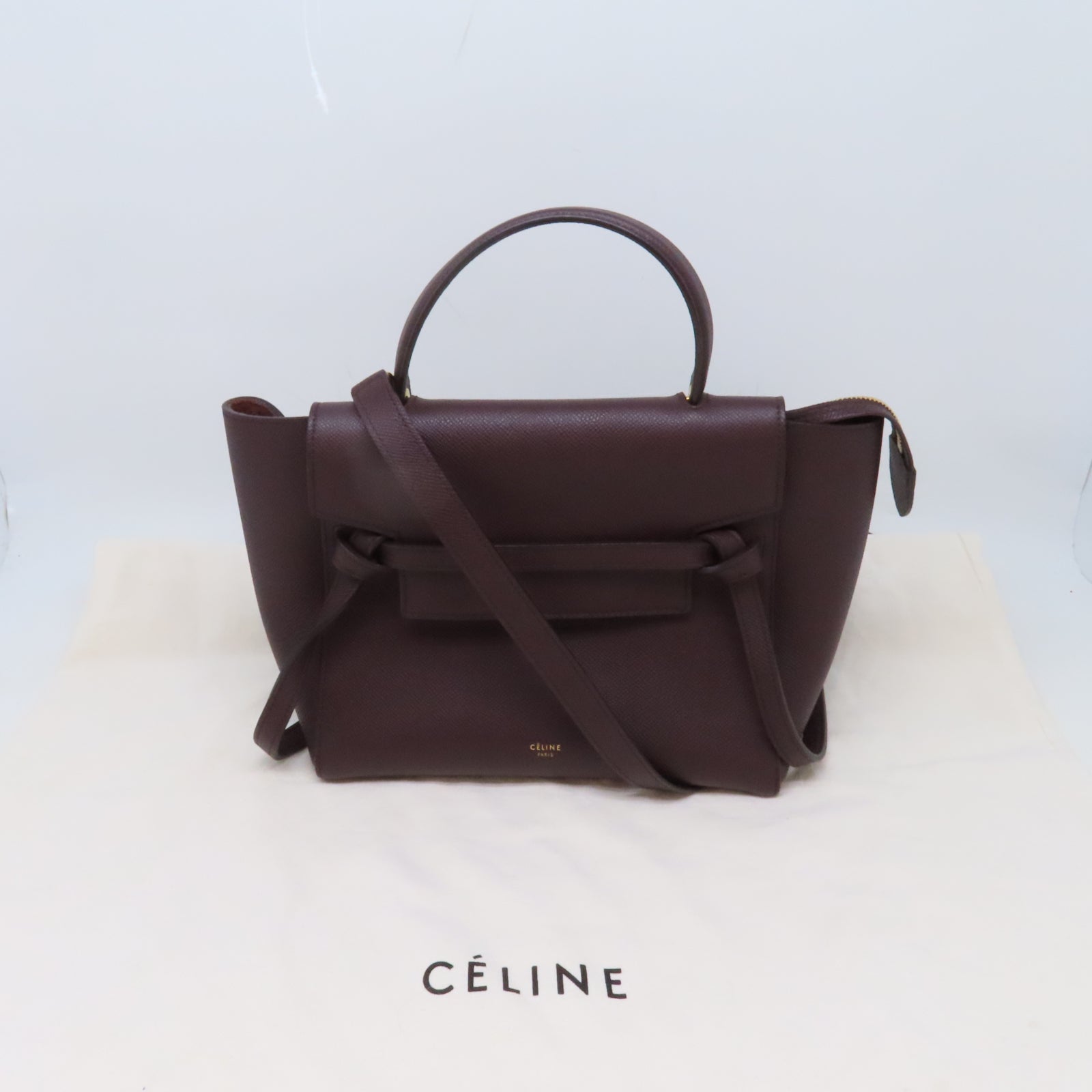 CELINE 【激減優惠】牛皮皮革Belt Bag金扣手挽肩背兩用袋紫色