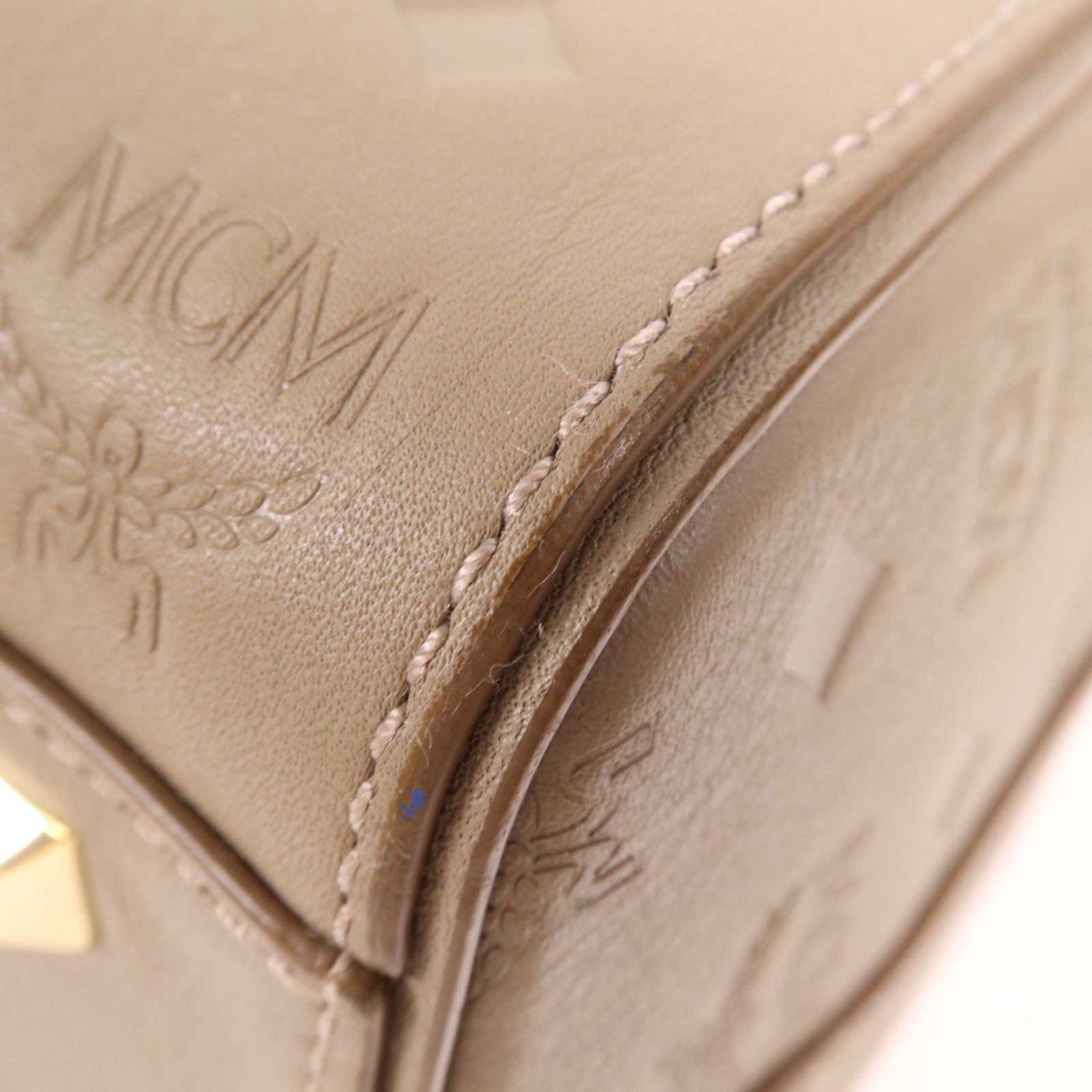 MCM 牛皮皮革2 Way Shoulder Bag金扣手挽肩背兩用袋