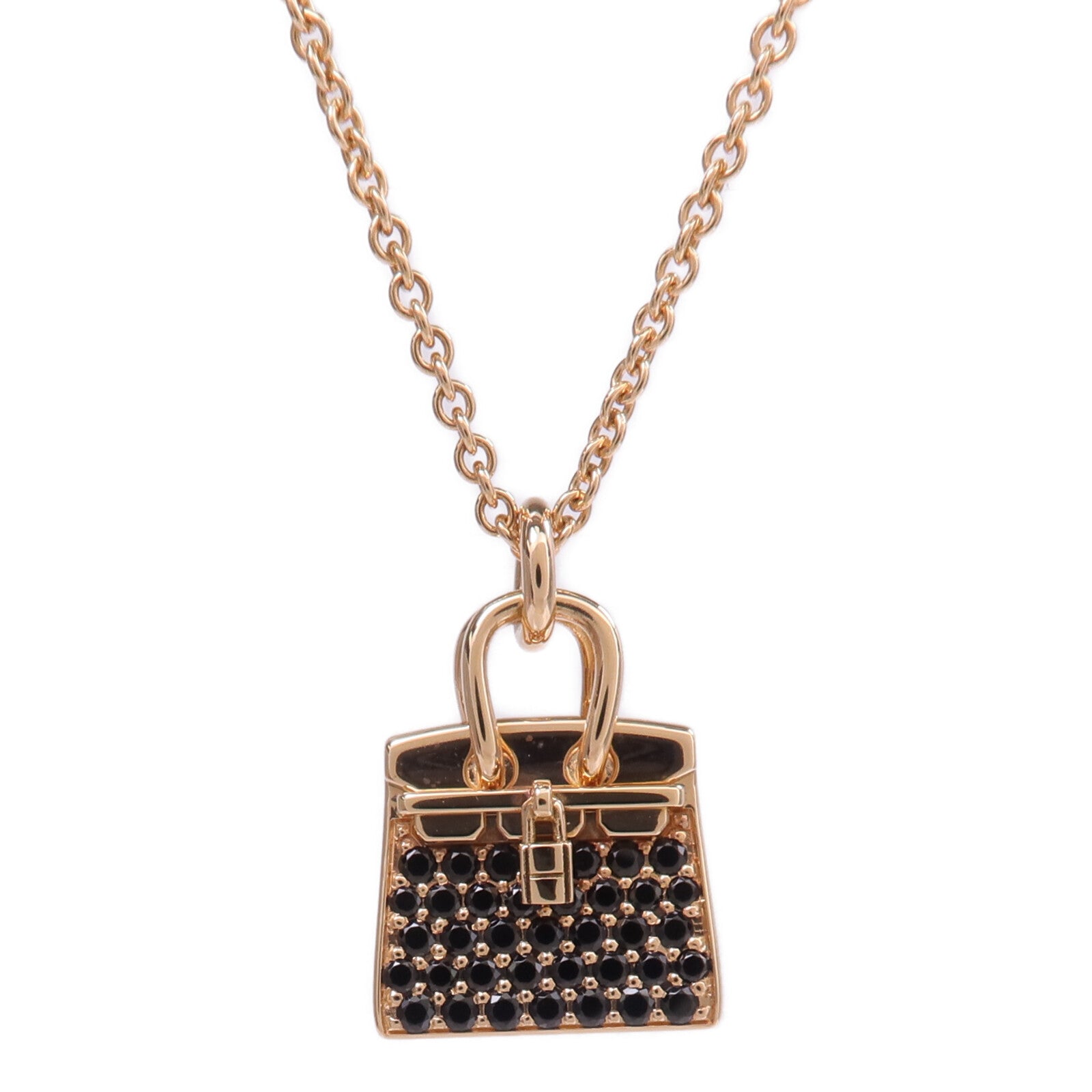 HERMES 18K玫瑰金Amulettes Kelly Pendant尖晶石項鍊