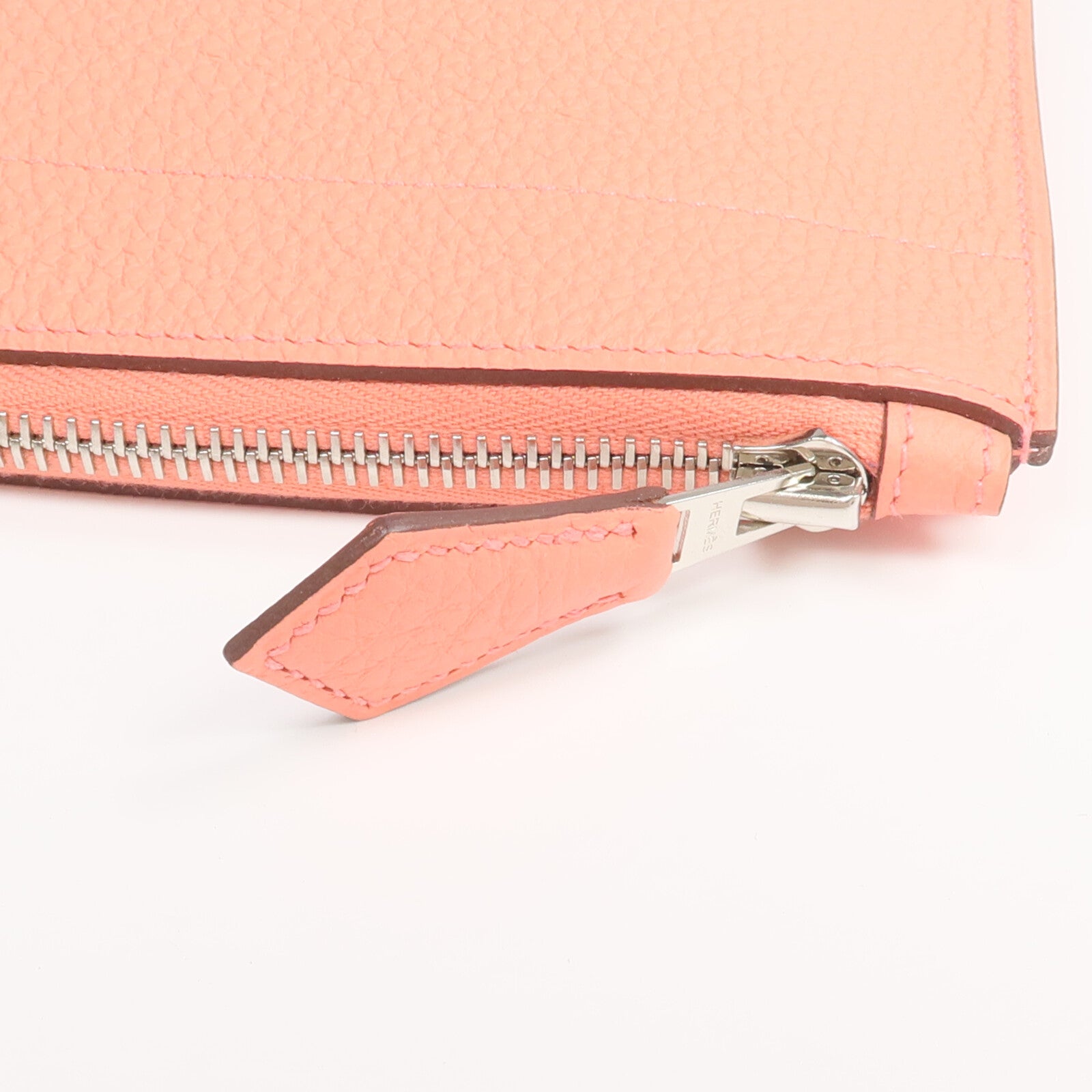 HERMES 【激減優惠】Togo皮革Bazar Pouch PM銀扣手拿包Flamingo