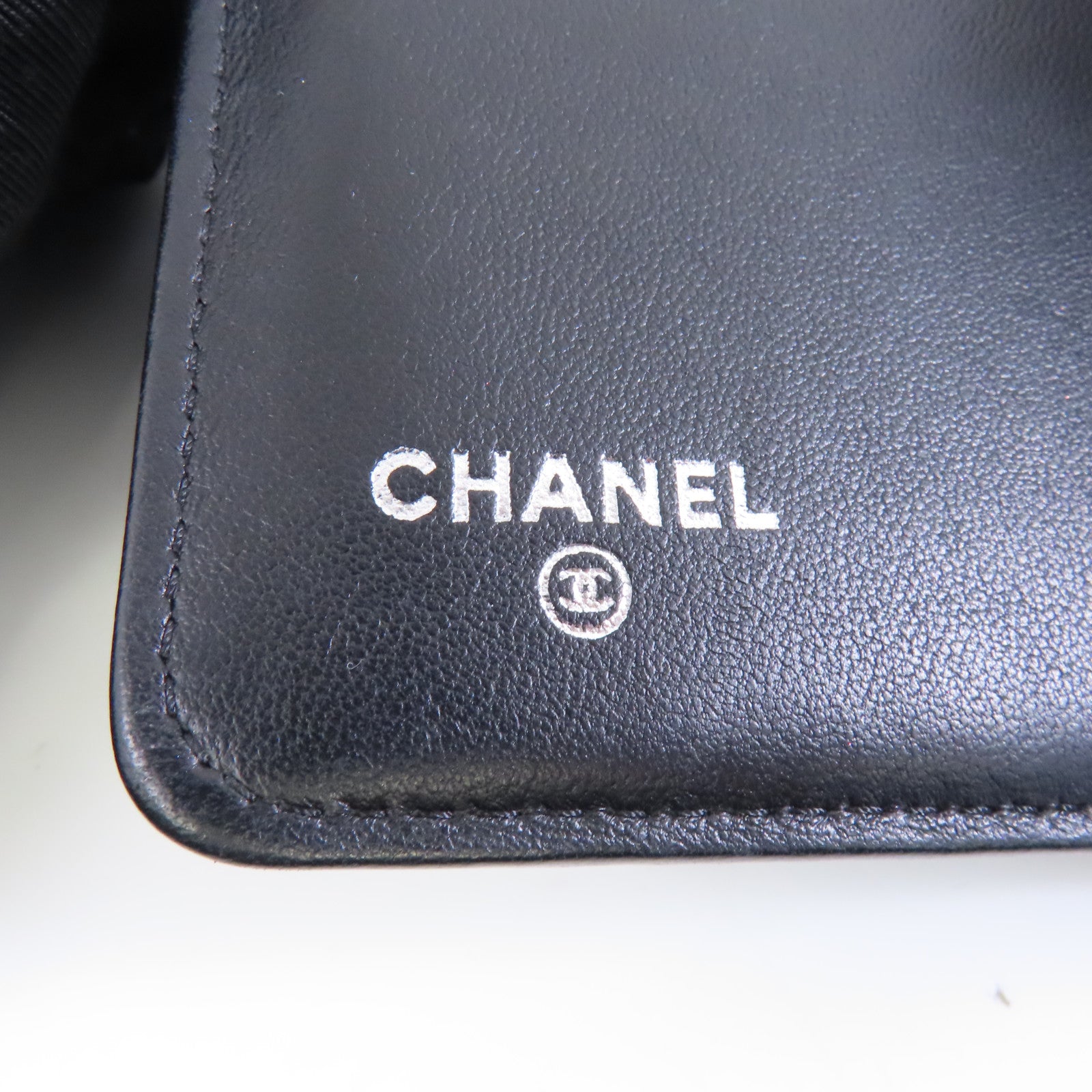 CHANEL 菱格羊皮皮革Boy Wallet銀扣錢包黑色
