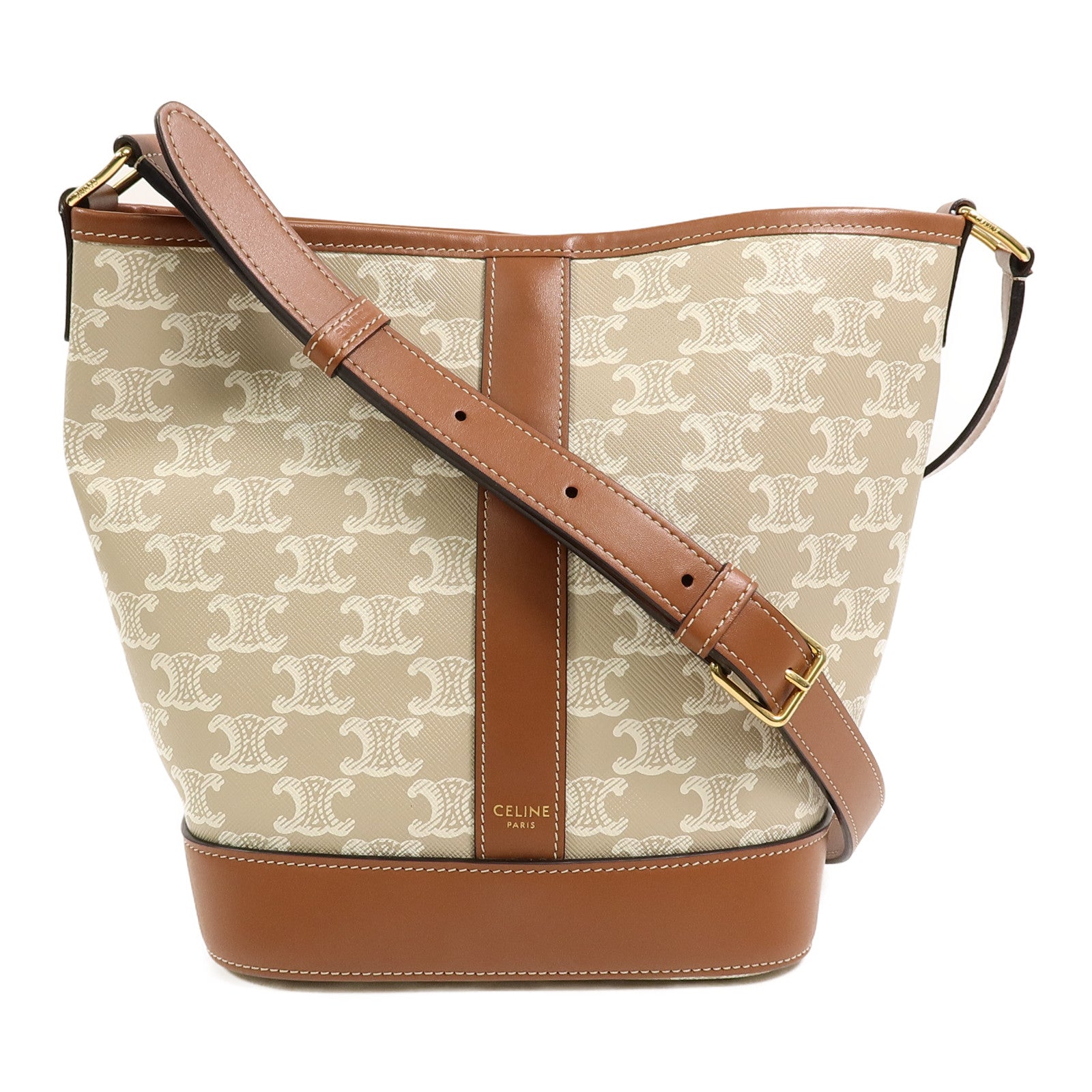 CELINE 塗層帆布Triomphe Bucket Bag Small肩背袋