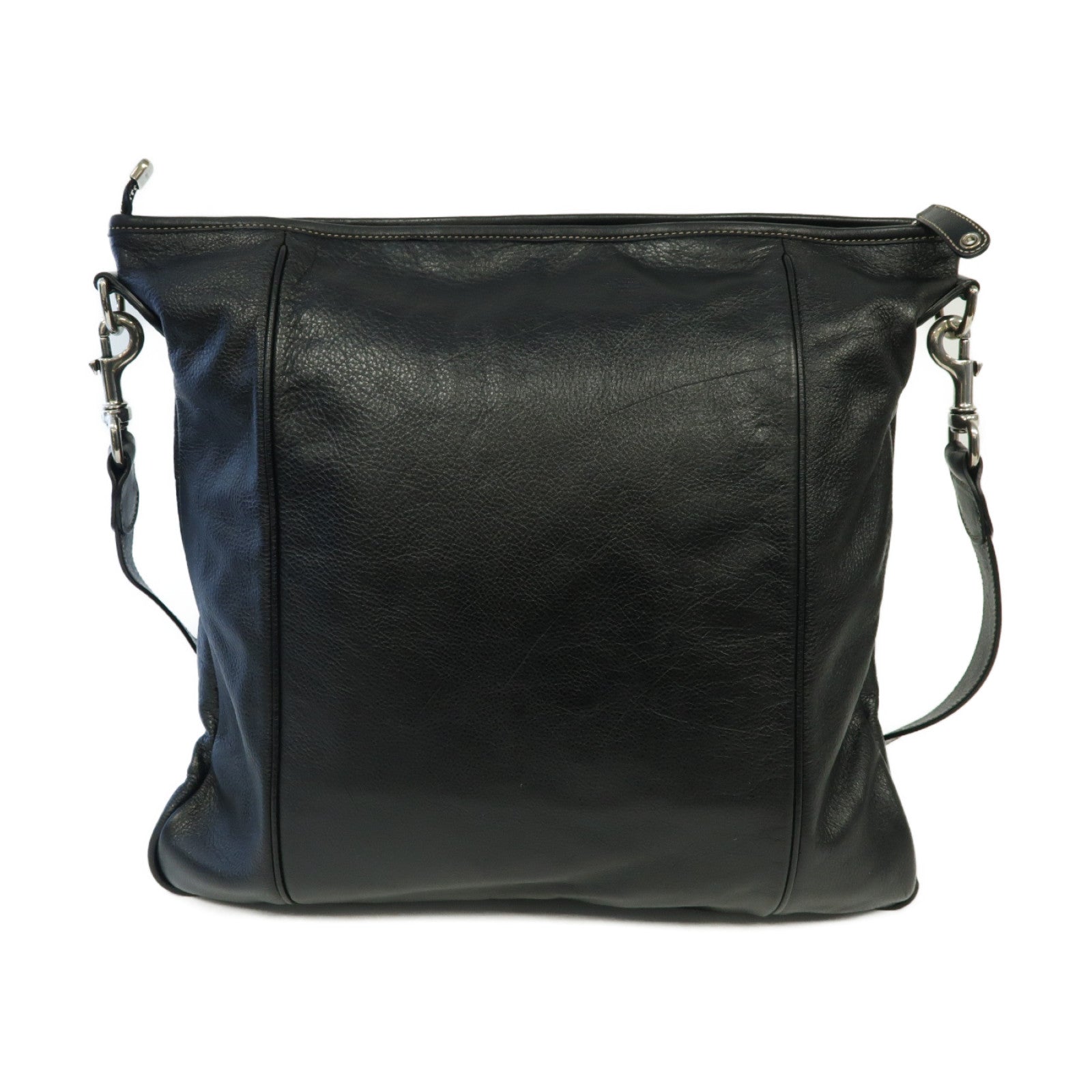 GUCCI 【激減優惠】牛皮皮革Shoulder Bag銀扣肩背袋黒色