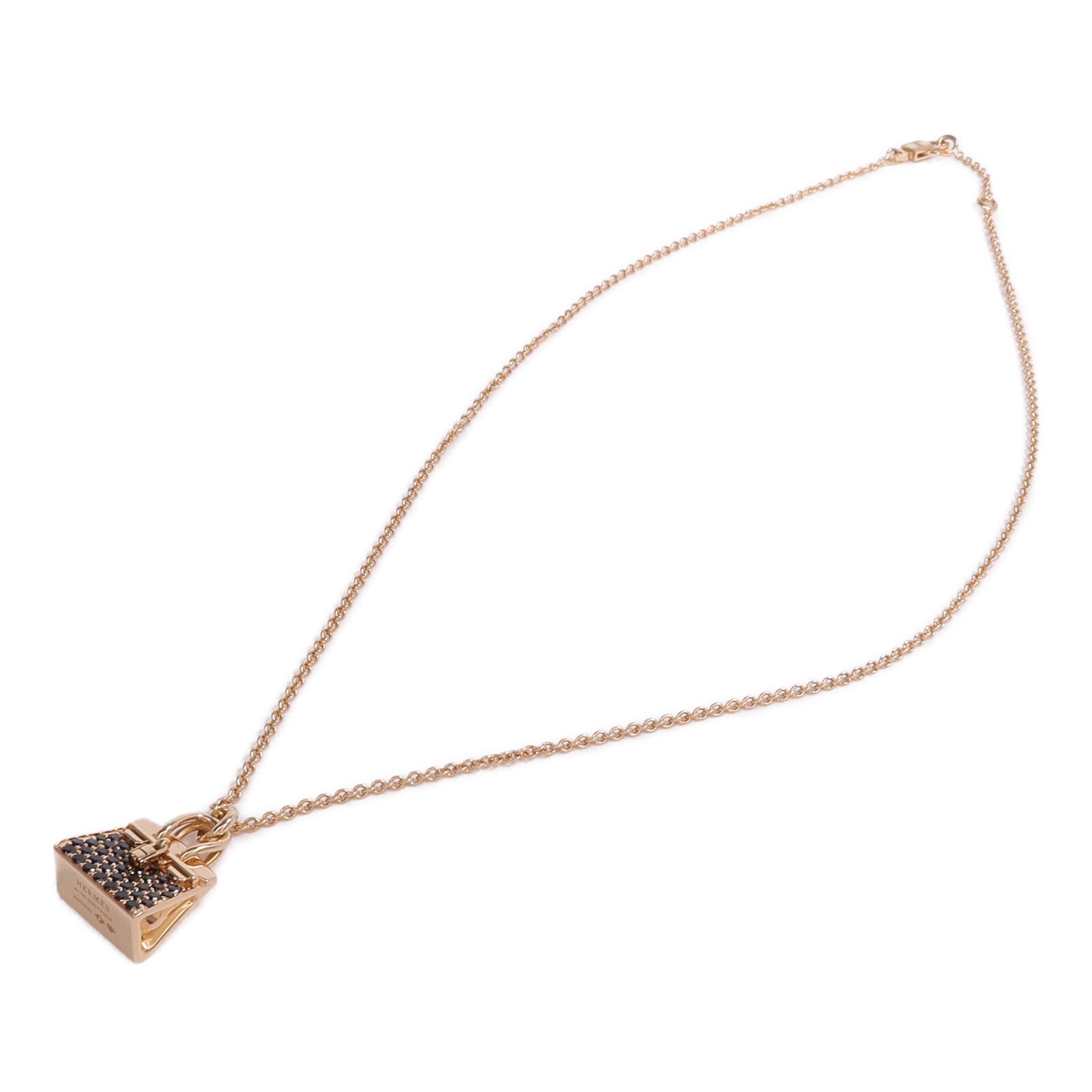 HERMES 18K玫瑰金Amulettes Kelly Pendant尖晶石項鍊