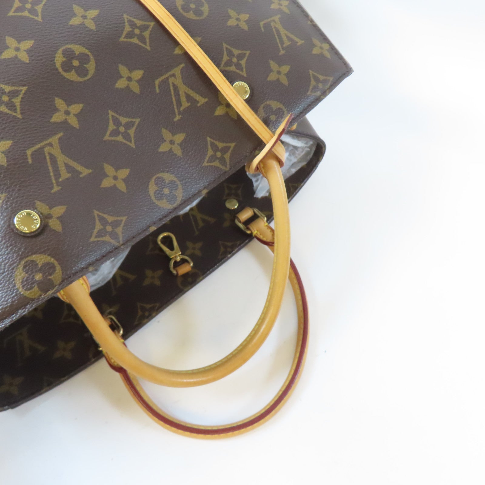 LOUIS VUITTON Monogram Montaigne GM金扣手挽肩背兩用袋啡色