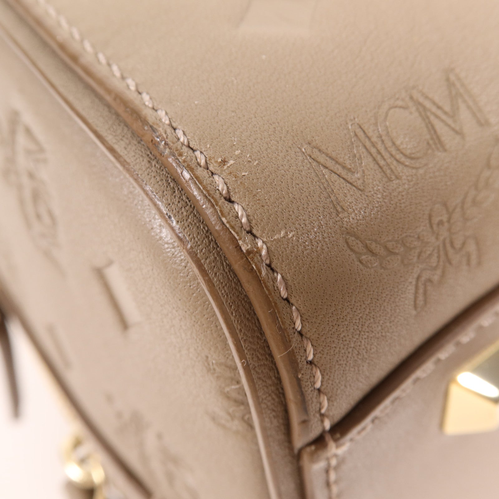 MCM 牛皮皮革2 Way Shoulder Bag金扣手挽肩背兩用袋