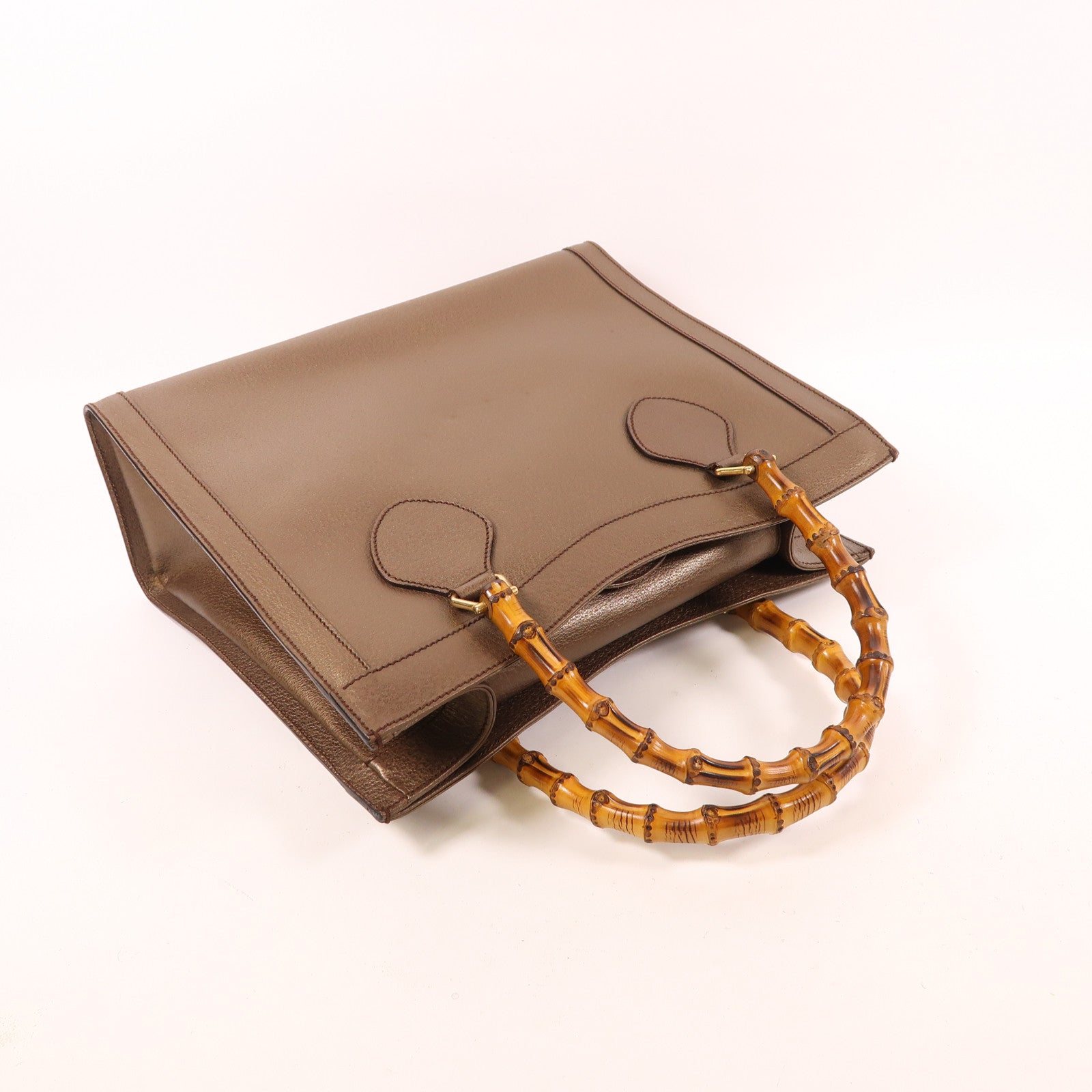 GUCCI 【激減優惠】牛皮皮革/竹子Handbag金扣手挽袋