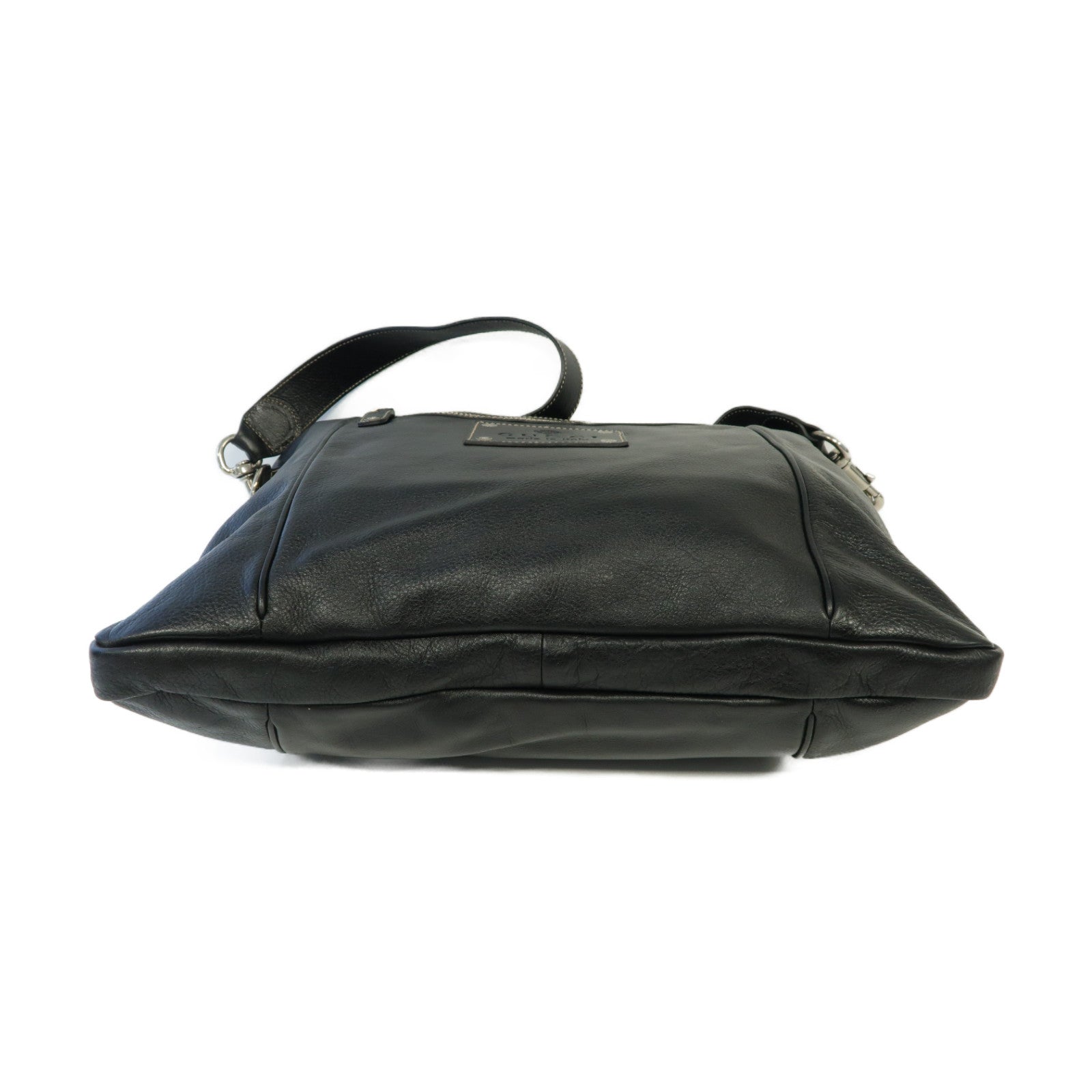 GUCCI 【激減優惠】牛皮皮革Shoulder Bag銀扣肩背袋黒色