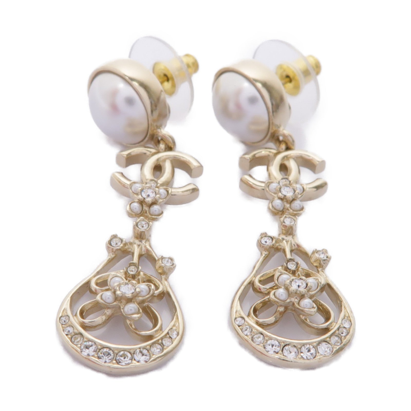 CHANEL 金屬Earrings耳環白色
