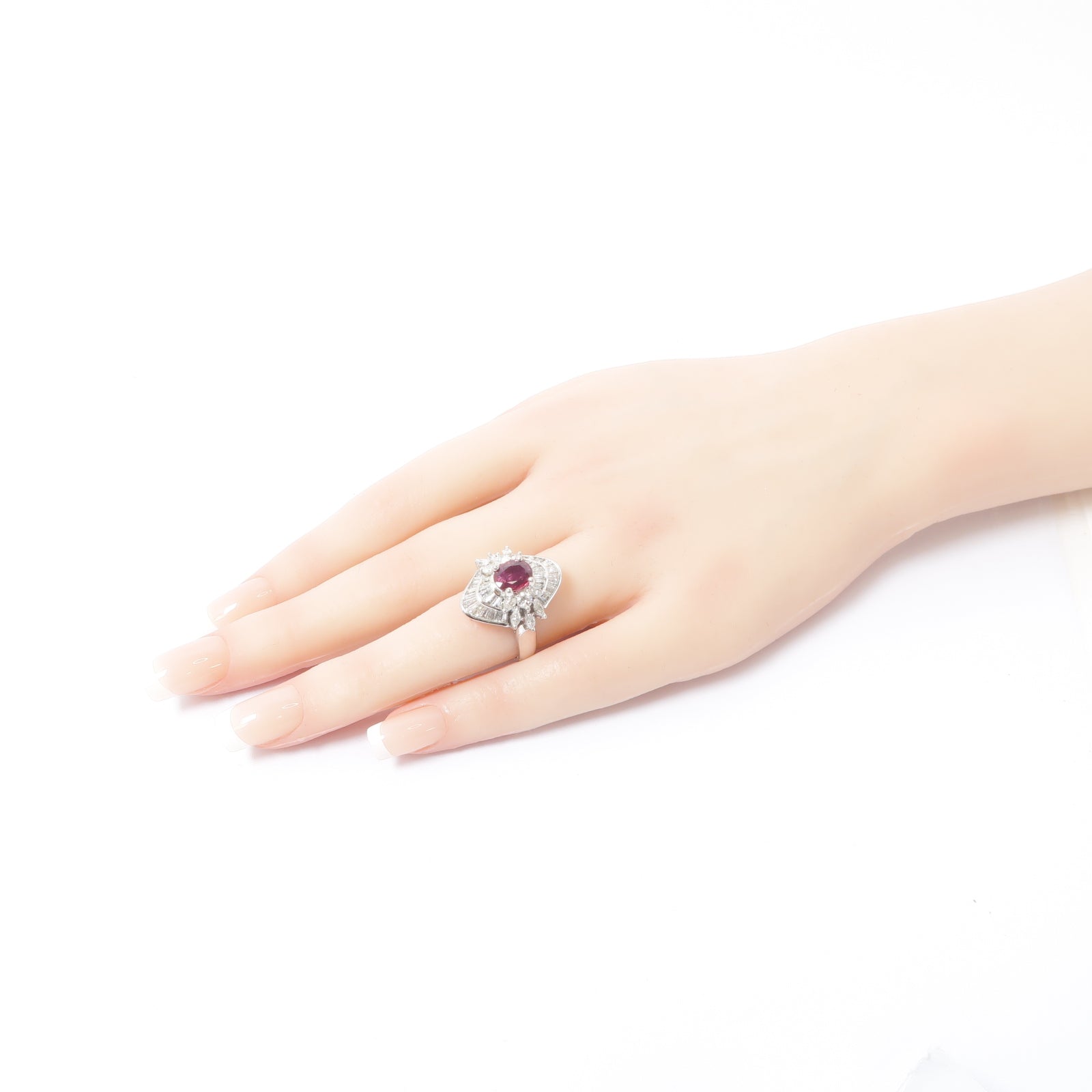 JEWELRY PT900鉑金Ruby Diamond Ring 1.14ct紅寶石/2.23ct鑽石戒指US#6