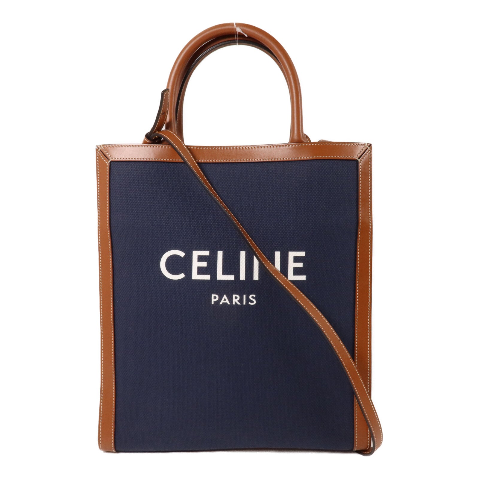 CELINE 帆布/牛皮皮革Small Vertical Cabas手挽肩背兩用袋