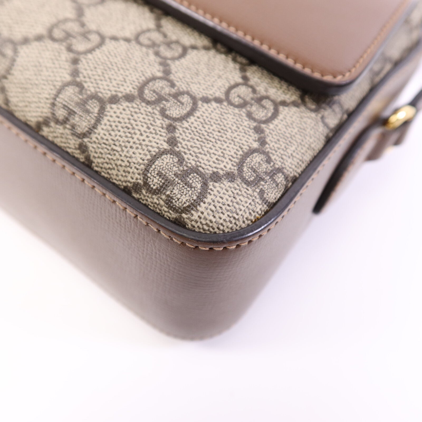 GUCCI 塗層帆布Horsebit 1955金扣肩背袋