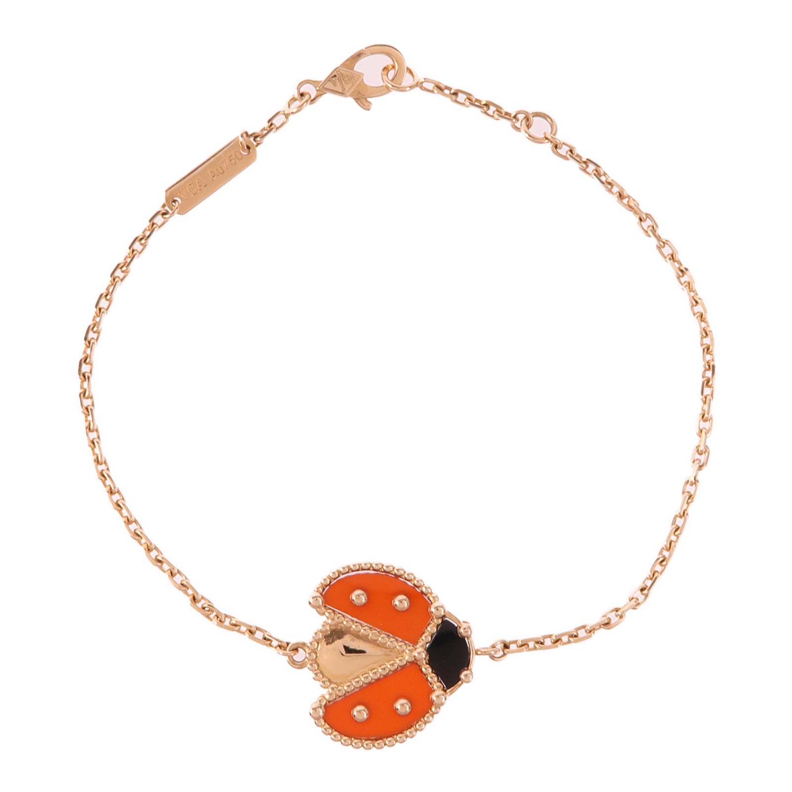 Van Cleef & Arpels 18K玫瑰金Lucky Spring Bracelet縞瑪瑙手鏈