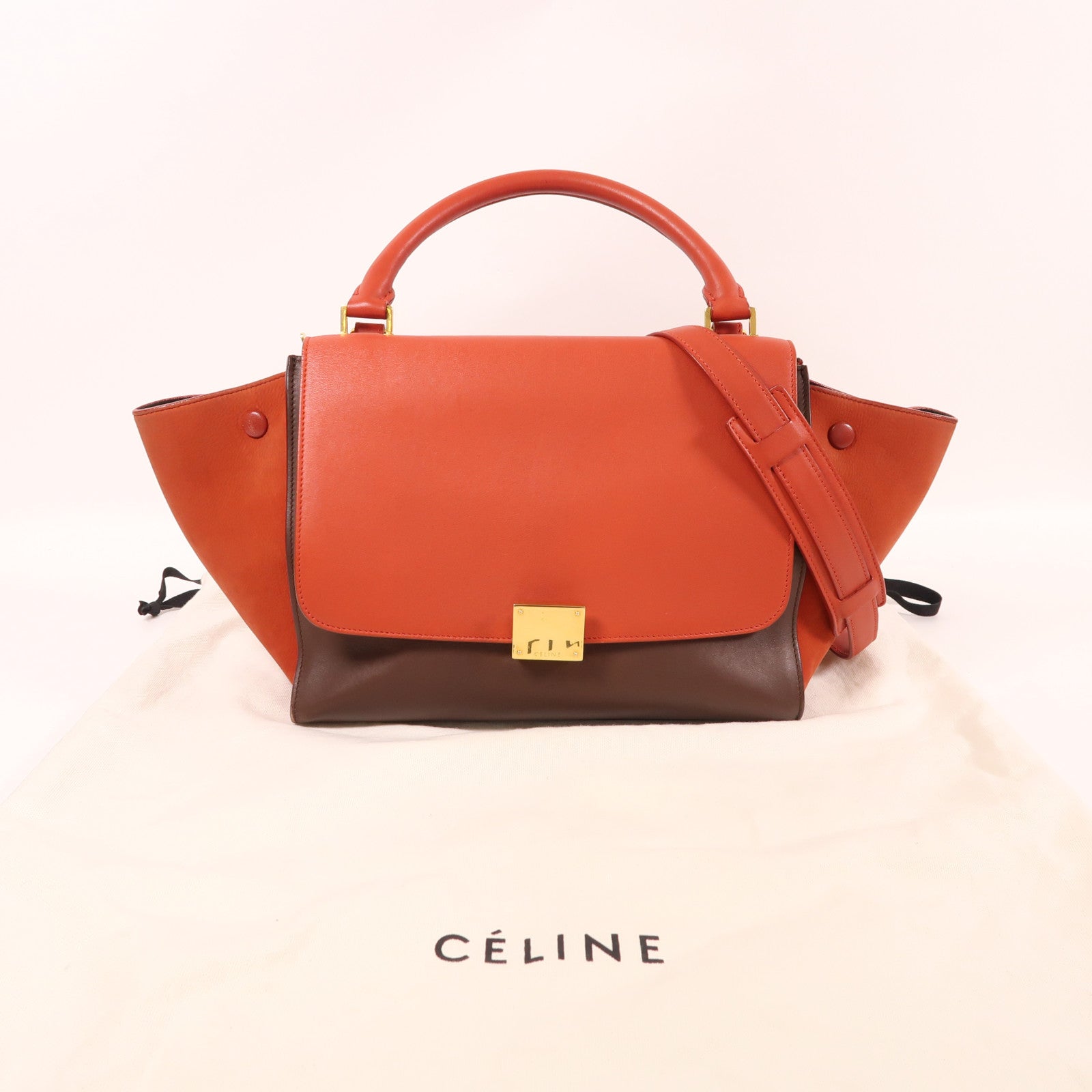CELINE 【激減優惠】牛皮皮革Trapeze金扣手挽肩背兩用袋