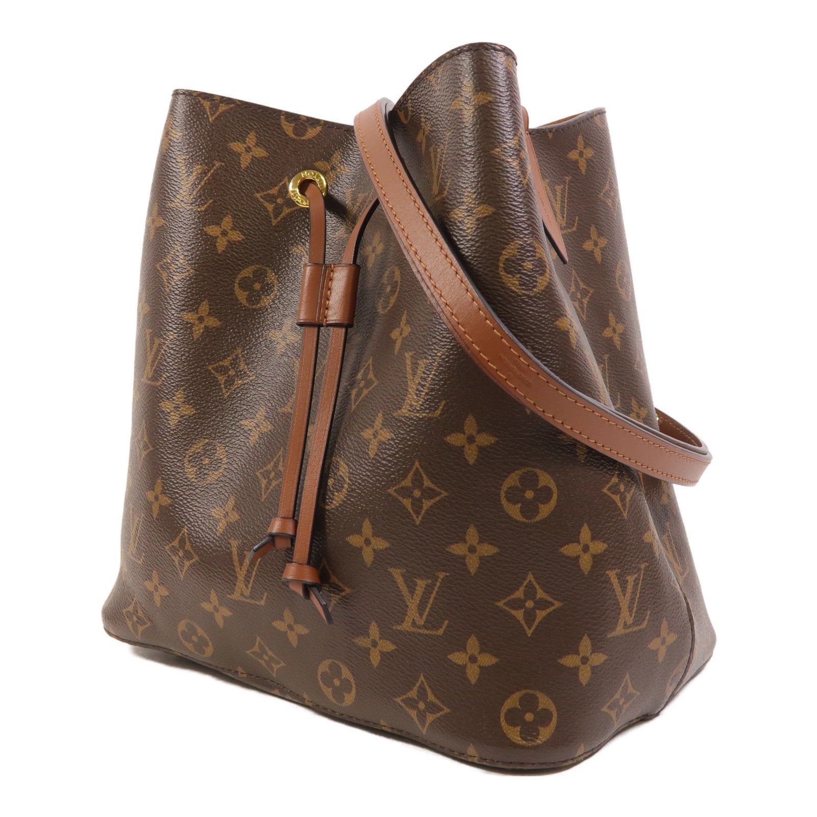 LOUIS VUITTON Monogram NeoNoe MM金扣肩背袋棕色