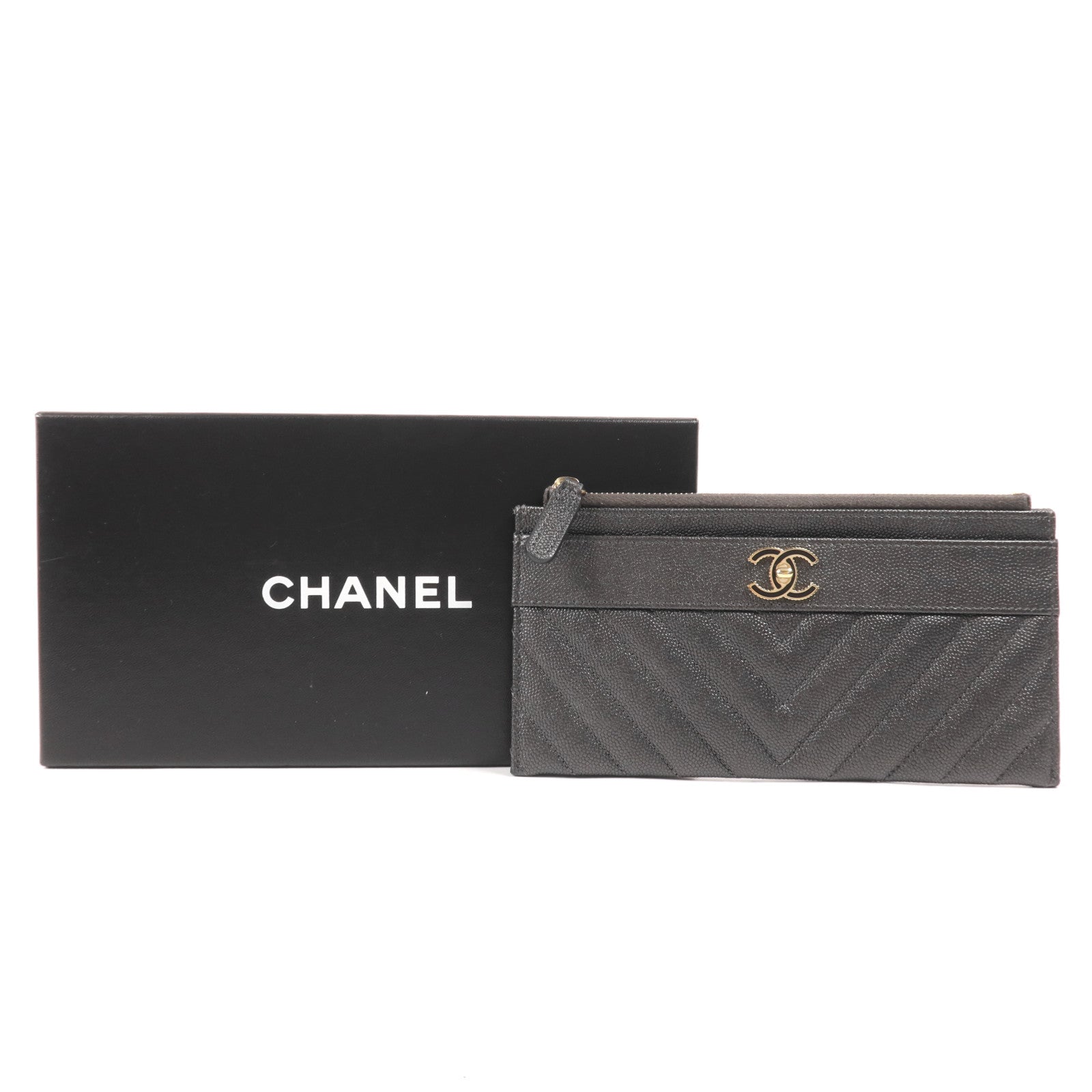 CHANEL 牛皮皮革Wallet金扣長錢包