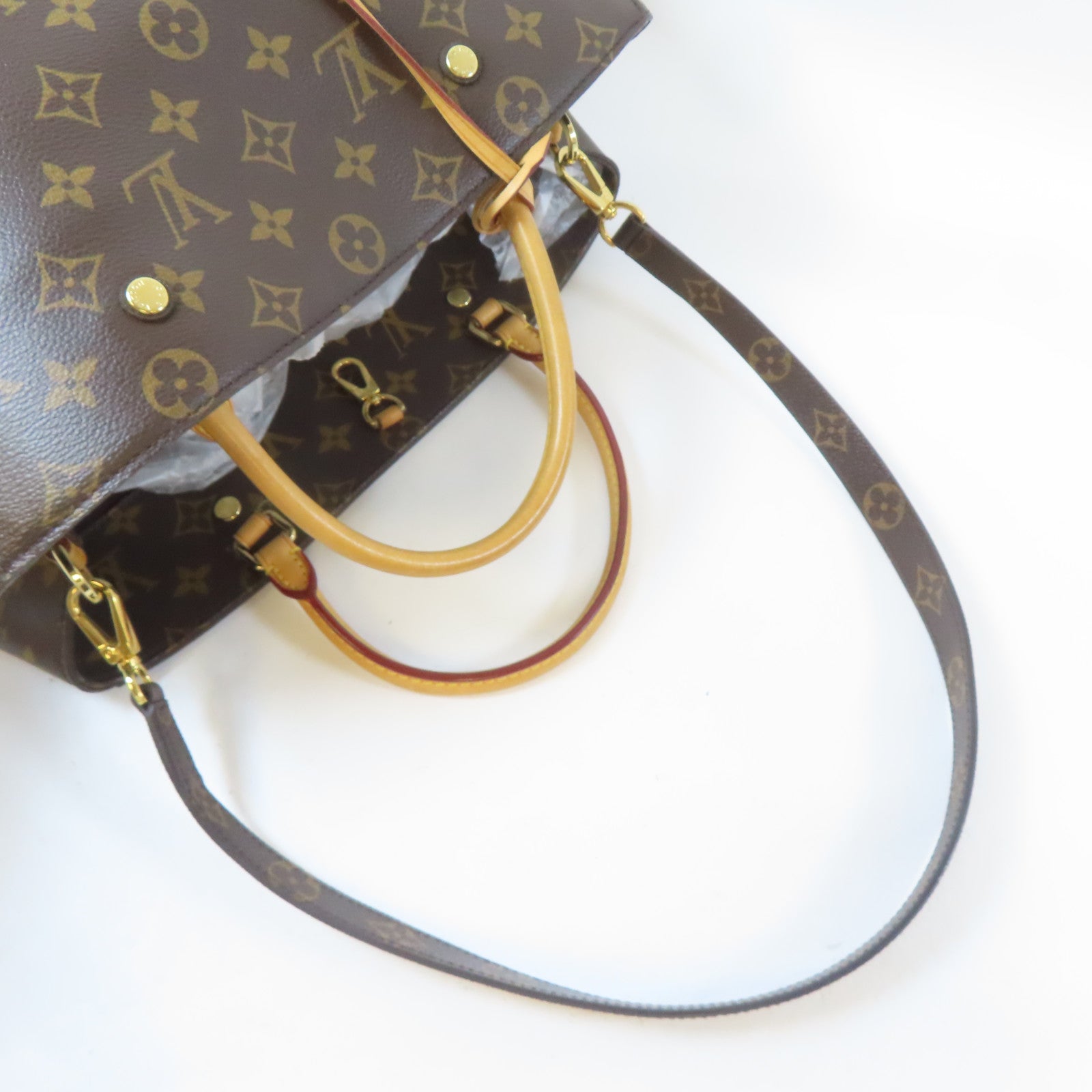 LOUIS VUITTON Monogram Montaigne GM金扣手挽肩背兩用袋啡色