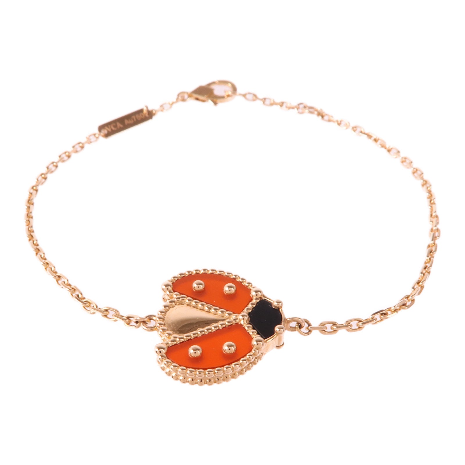 Van Cleef & Arpels 18K玫瑰金Lucky Spring Bracelet縞瑪瑙手鏈