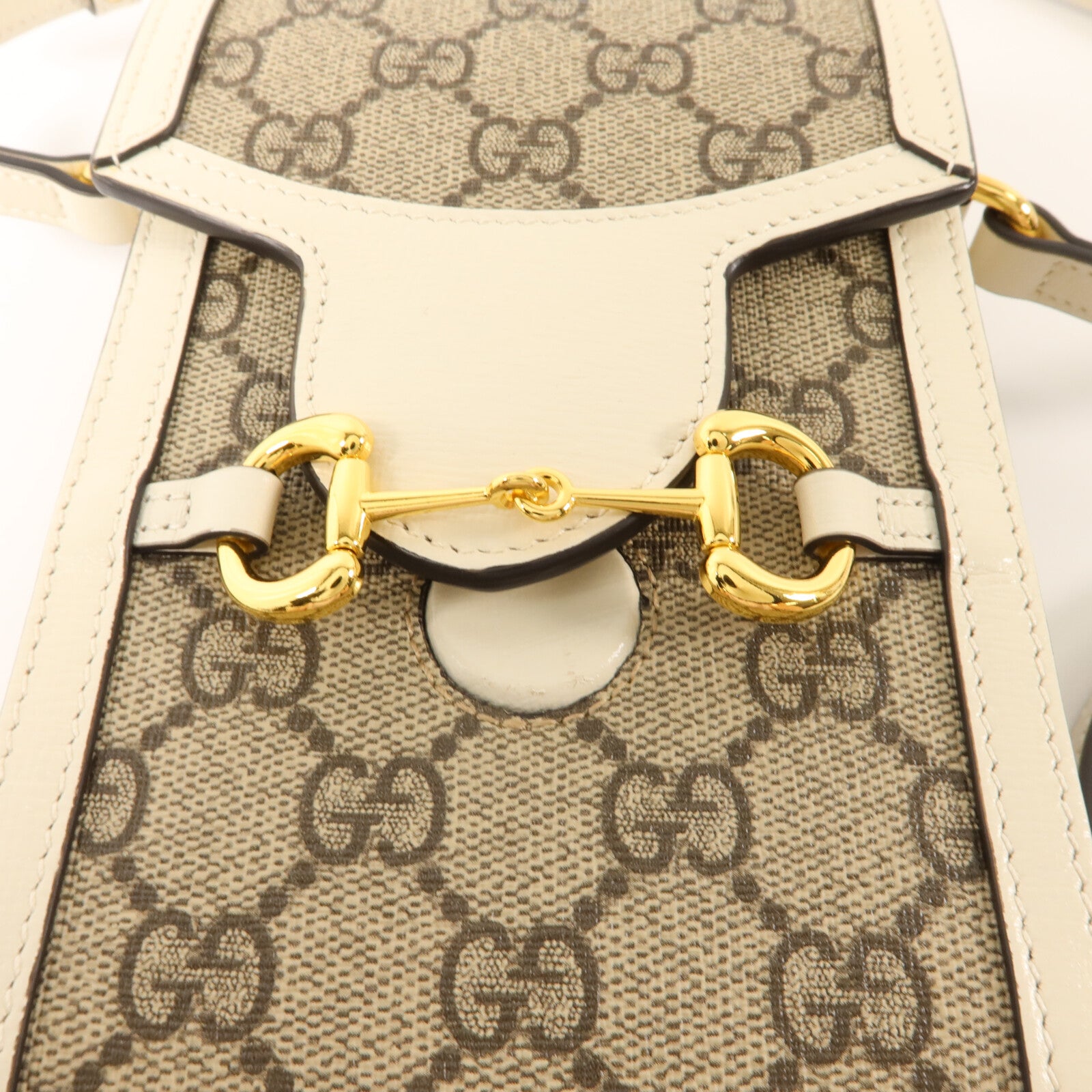 GUCCI 塗層帆布Horsebit 1955 Mini Phone Bag肩背袋