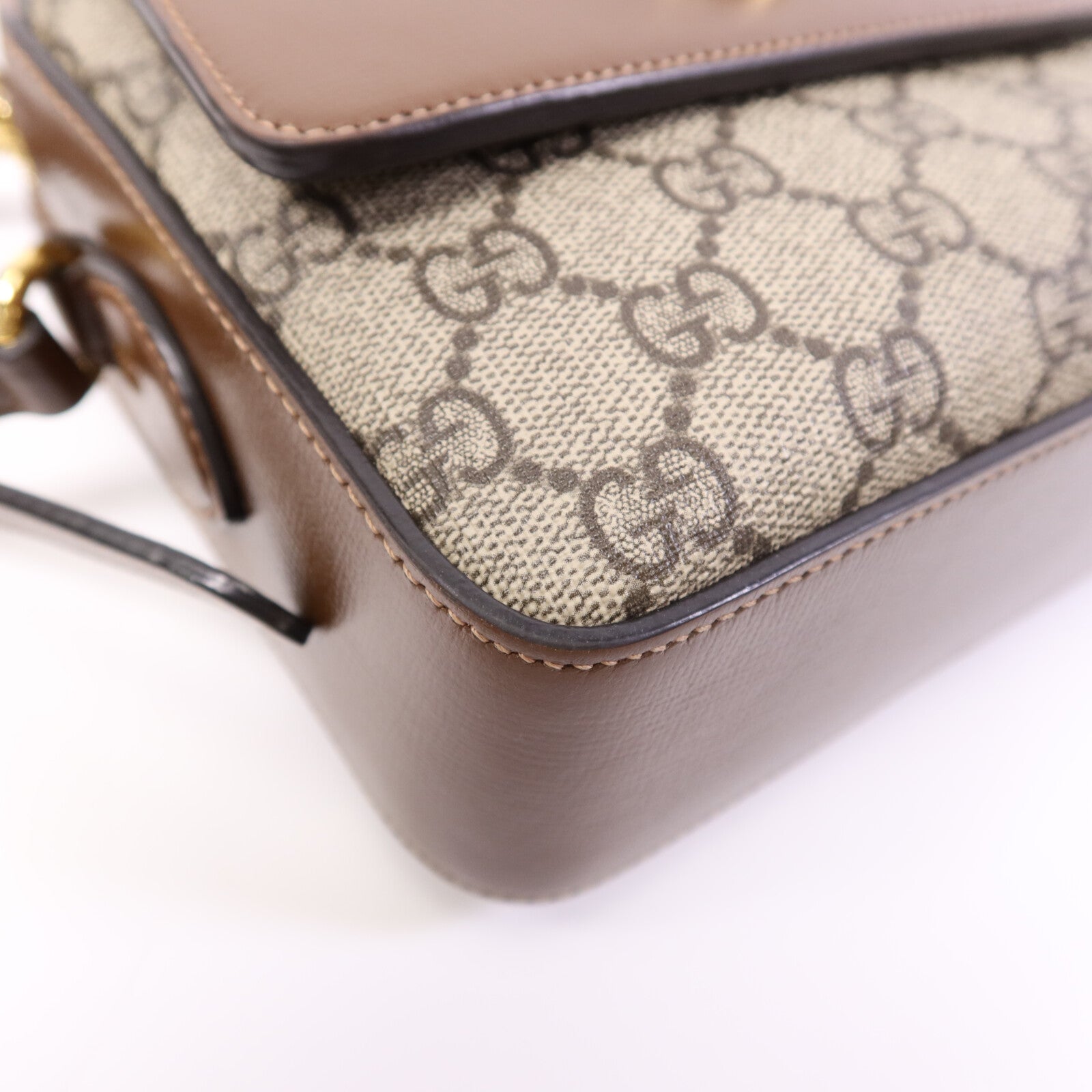 GUCCI 塗層帆布Horsebit 1955金扣肩背袋