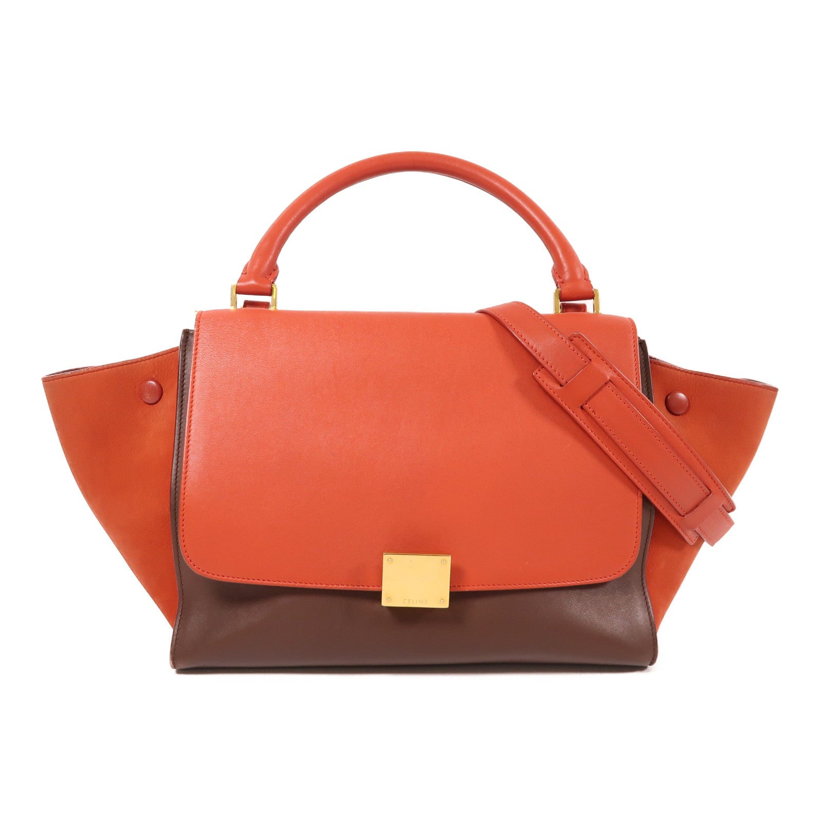 CELINE 【激減優惠】牛皮皮革Trapeze金扣手挽肩背兩用袋