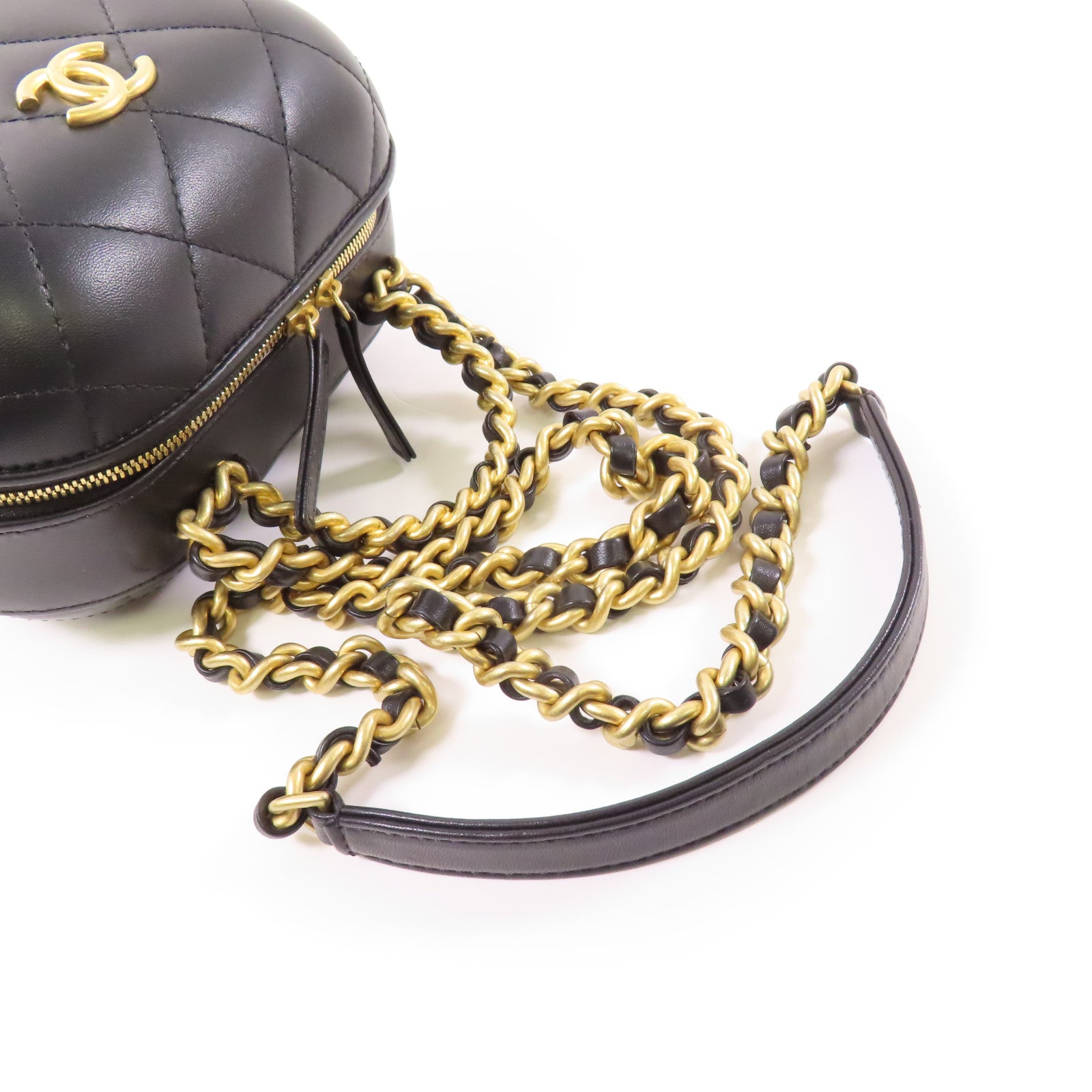 CHANEL 【激減優惠】牛皮皮革Chain Shoulder金扣鏈帶手挽肩背兩用袋