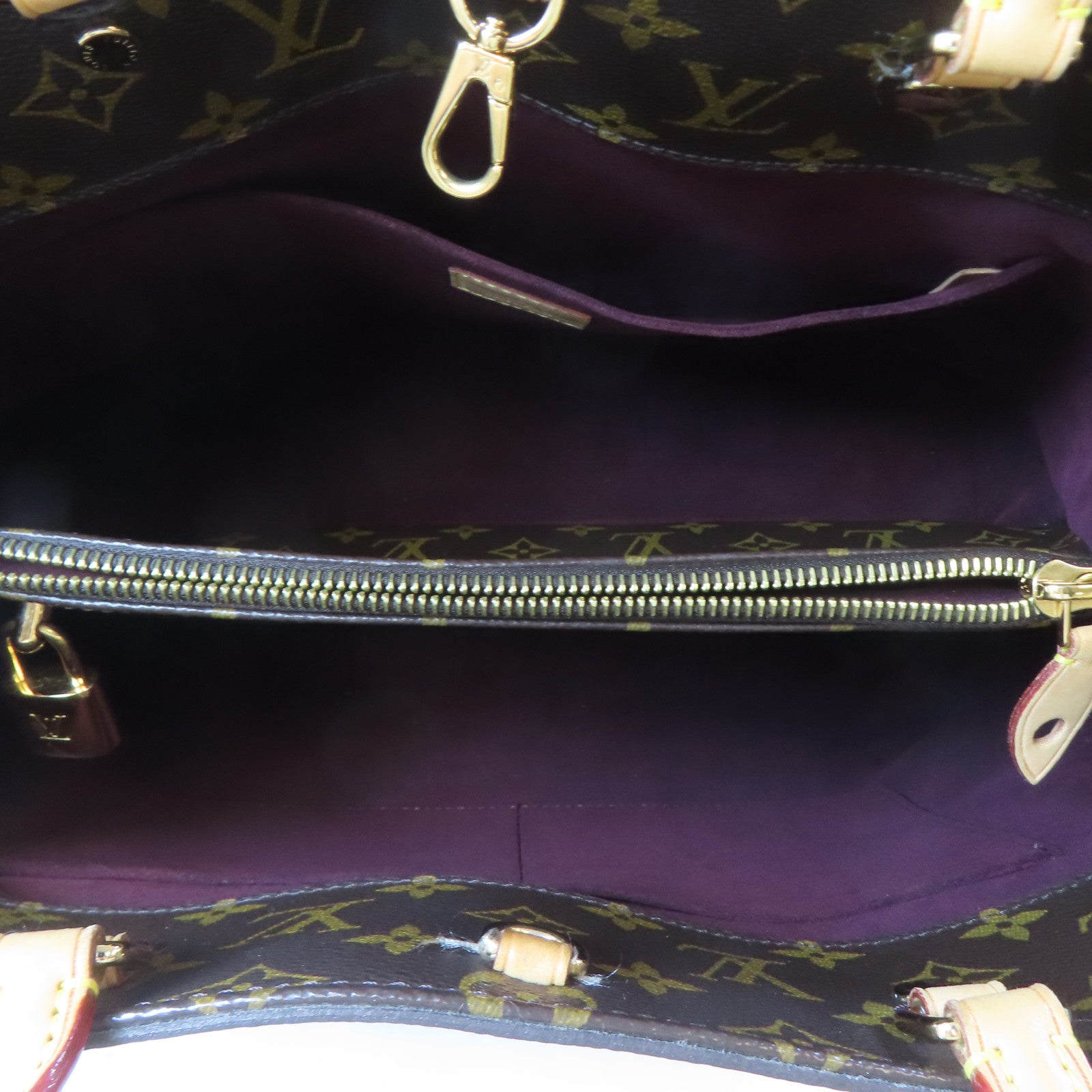 LOUIS VUITTON Monogram Montaigne GM金扣手挽肩背兩用袋啡色