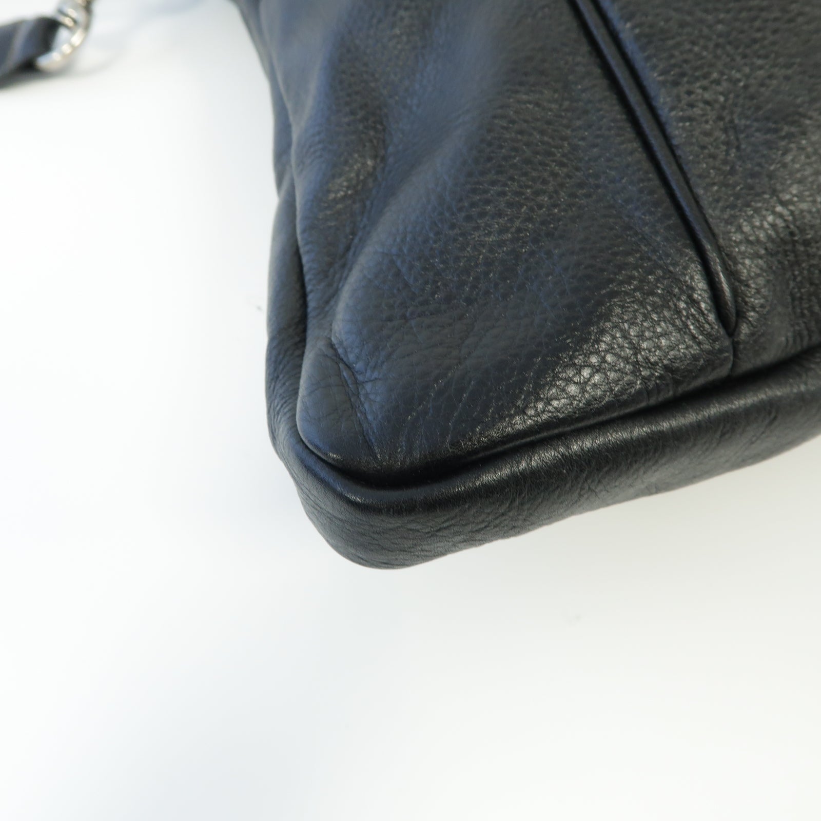 GUCCI 【激減優惠】牛皮皮革Shoulder Bag銀扣肩背袋黒色