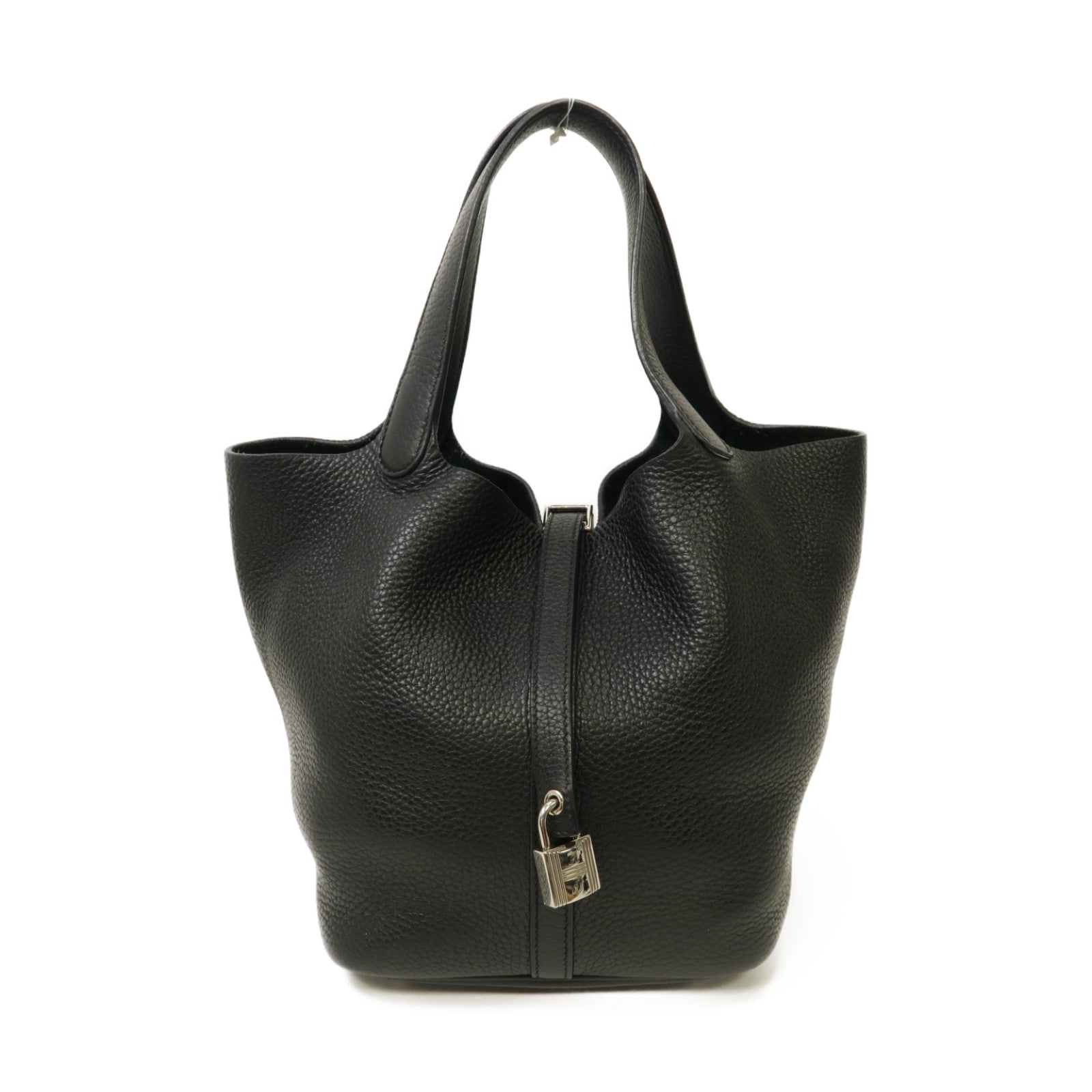 HERMES 【激減優惠】Clemence皮革Picotin MM Tote Bag銀扣手挽袋經典黑