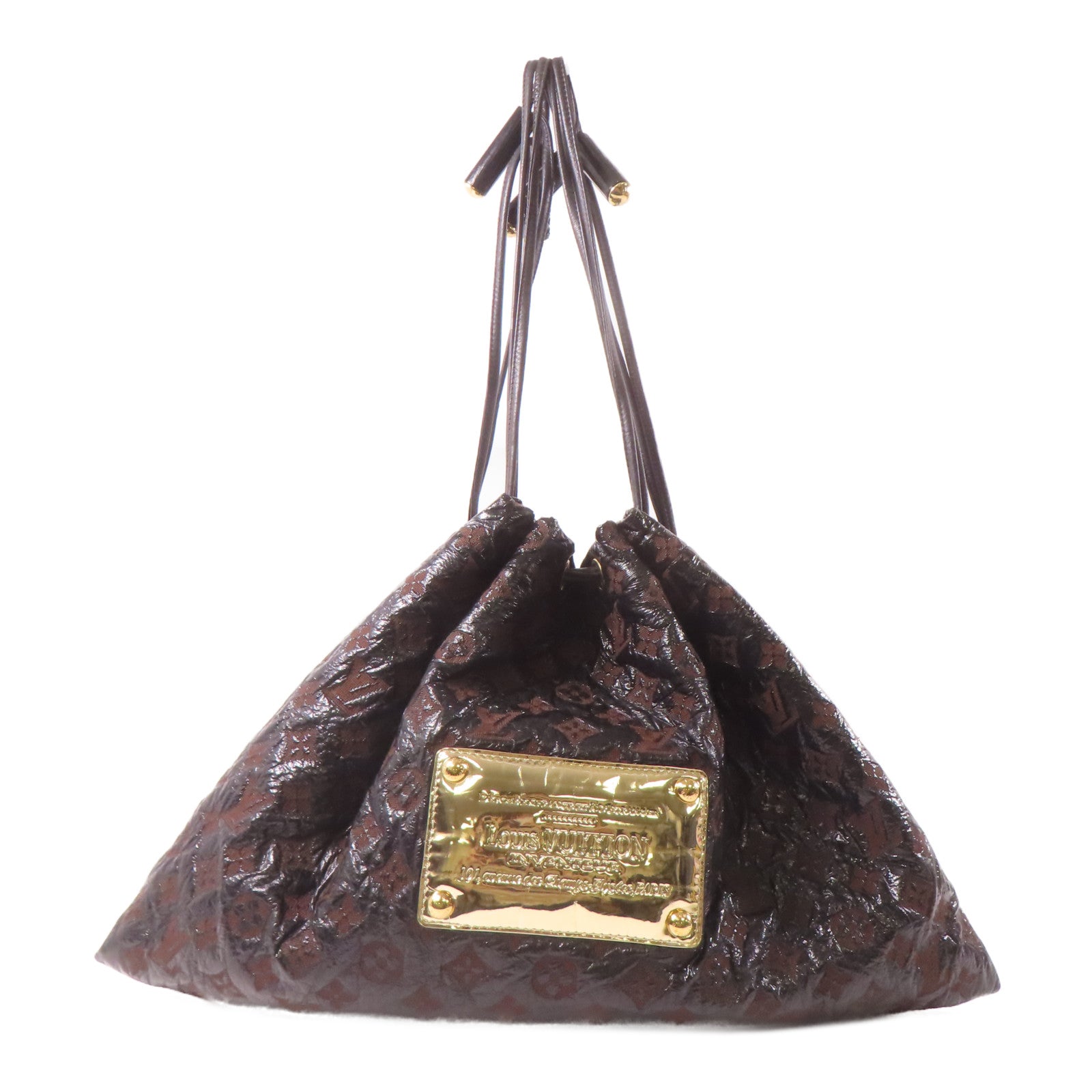 LOUIS VUITTON Monogram Envinil Squishy Inventeur Shoulder Bag Clutch金扣肩背袋啡色/黑色
