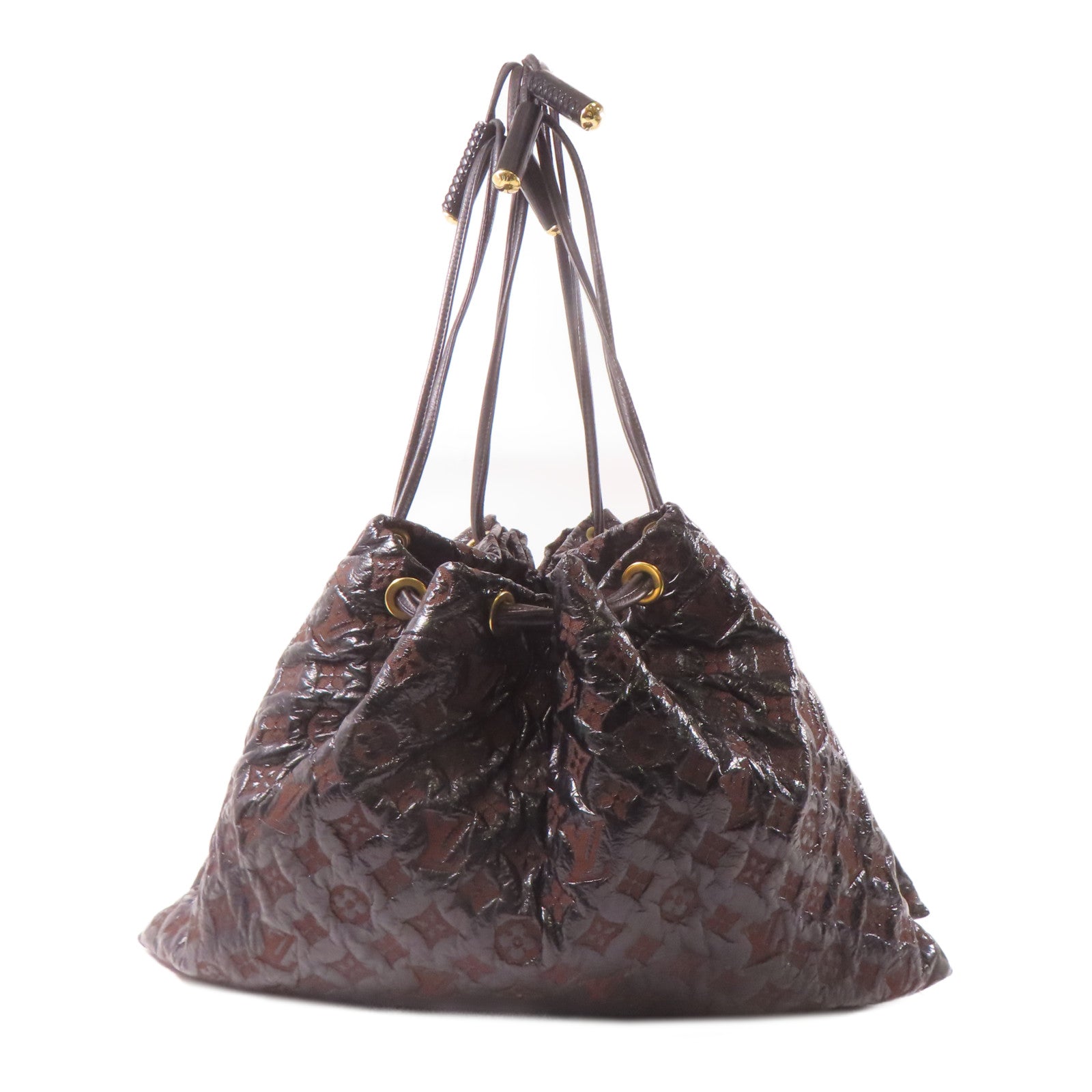 LOUIS VUITTON Monogram Envinil Squishy Inventeur Shoulder Bag Clutch金扣肩背袋啡色/黑色