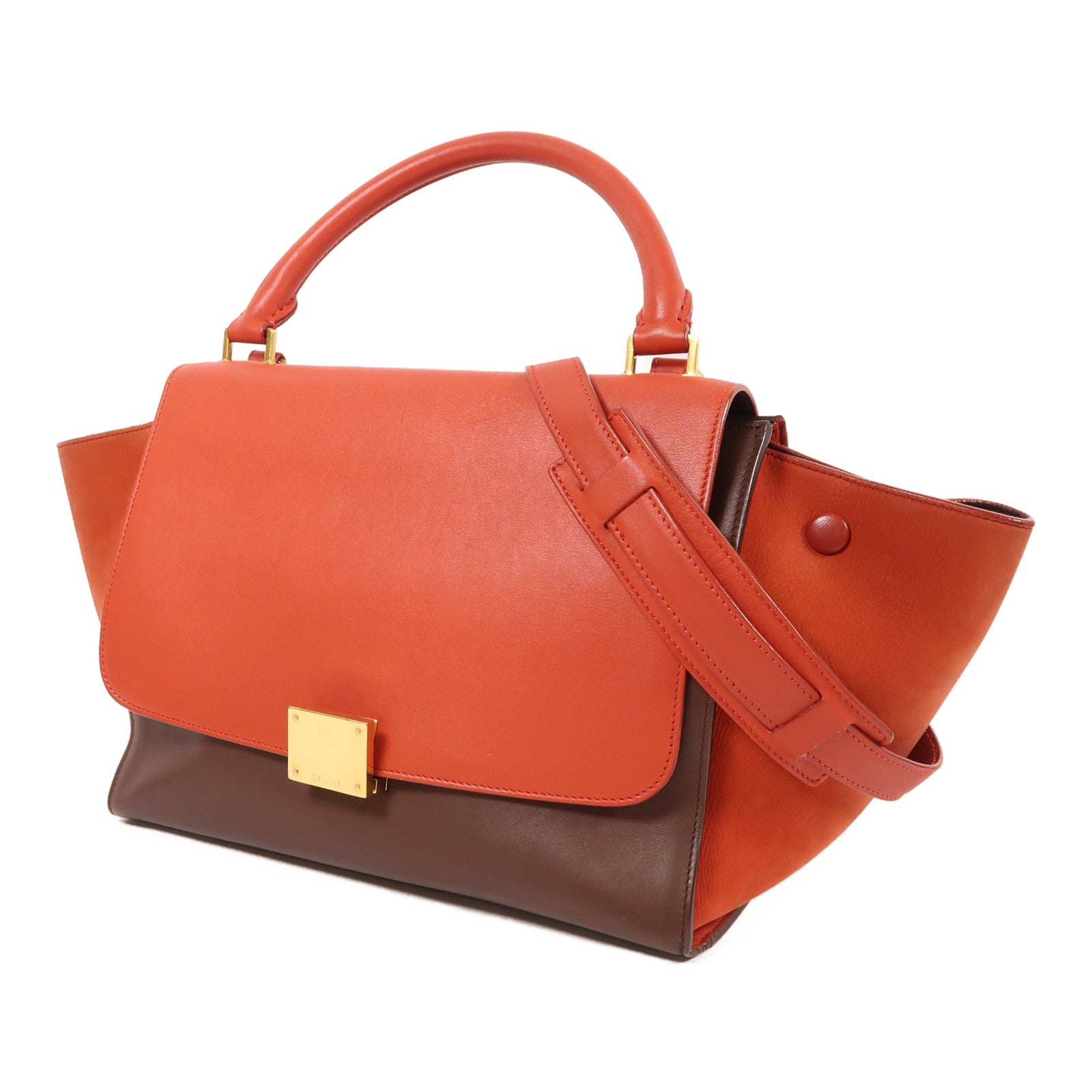 CELINE 【激減優惠】牛皮皮革Trapeze金扣手挽肩背兩用袋