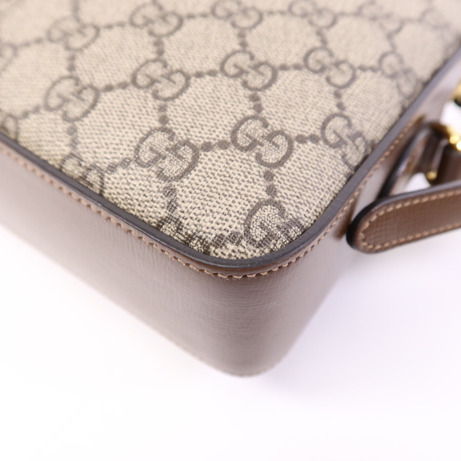 GUCCI 塗層帆布Horsebit 1955金扣肩背袋