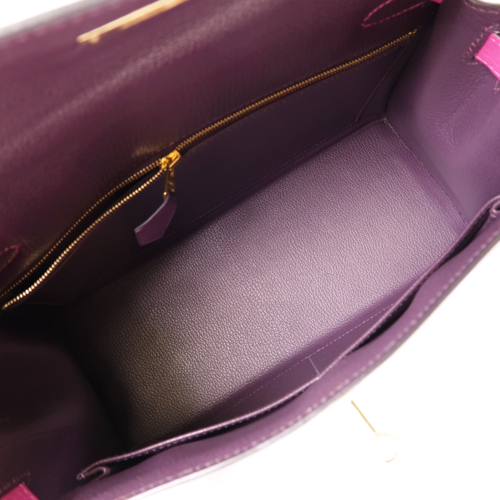 HERMES GHW Kelly 28 SOP 2 Way Bag Chevre Leather Anemone/Rose Pourpre
