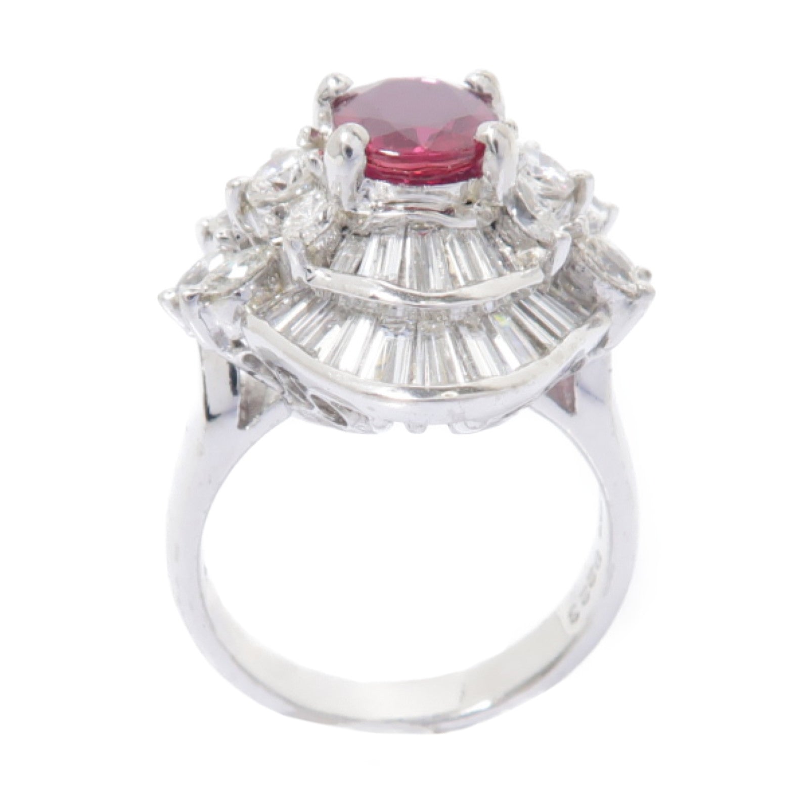 JEWELRY PT900鉑金Ruby Diamond Ring 1.14ct紅寶石/2.23ct鑽石戒指US#6