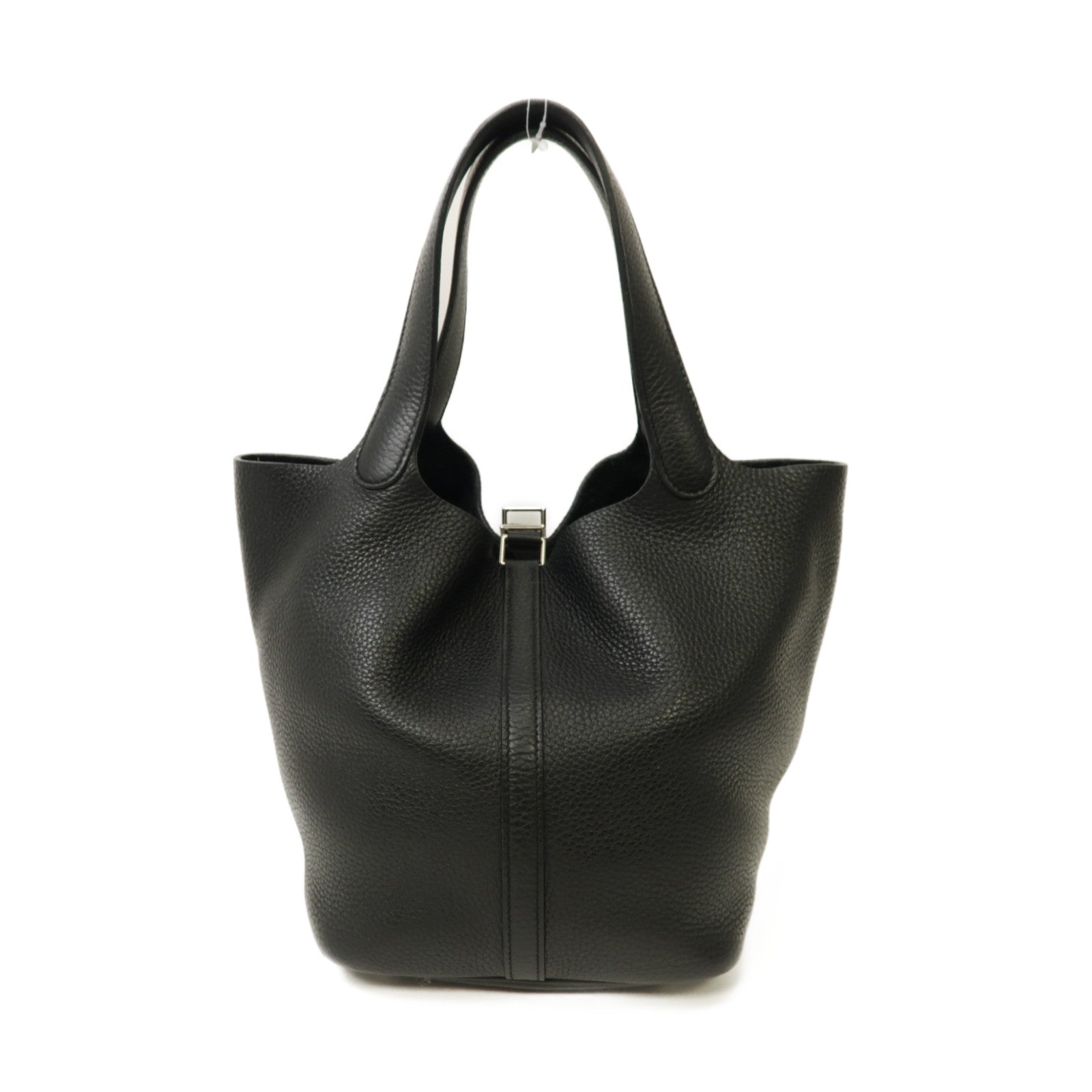 HERMES 【激減優惠】Clemence皮革Picotin MM Tote Bag銀扣手挽袋經典黑