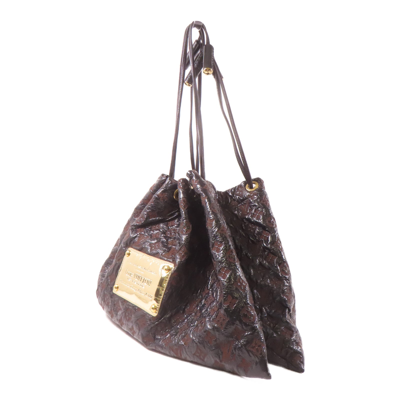 LOUIS VUITTON Monogram Envinil Squishy Inventeur Shoulder Bag Clutch金扣肩背袋啡色/黑色
