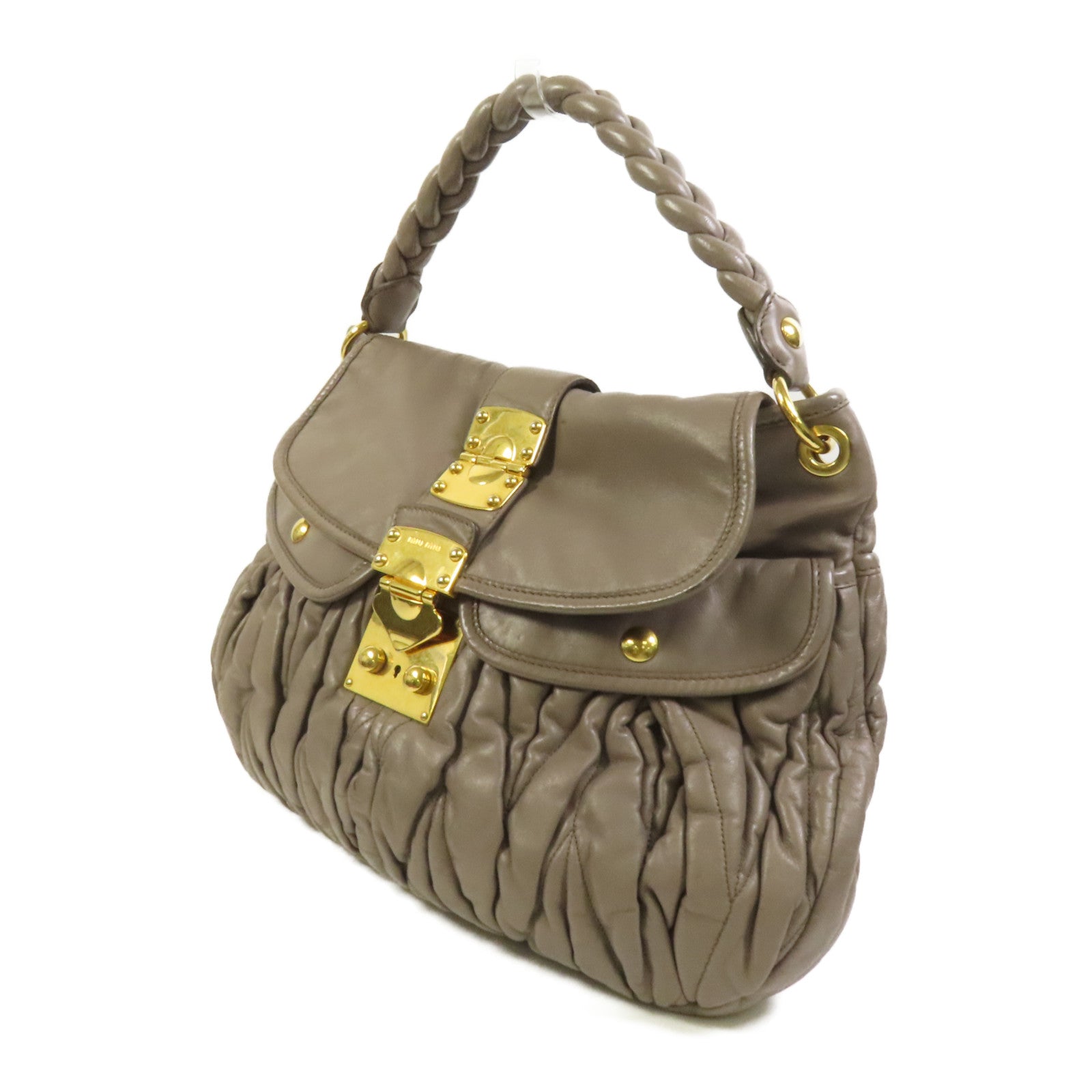 Miu Miu 羊皮皮革Shoulder Bag金扣手挽肩背兩用袋