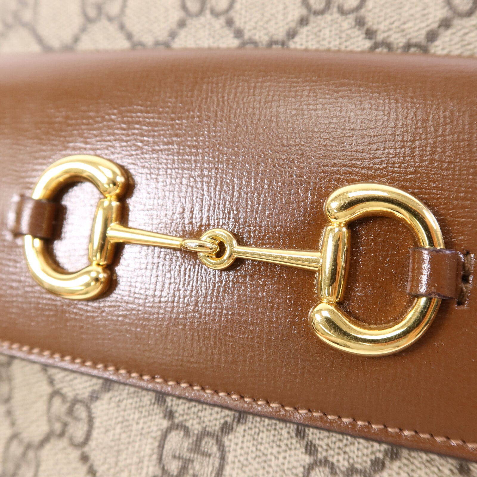 GUCCI 塗層帆布Horsebit 1955金扣肩背袋