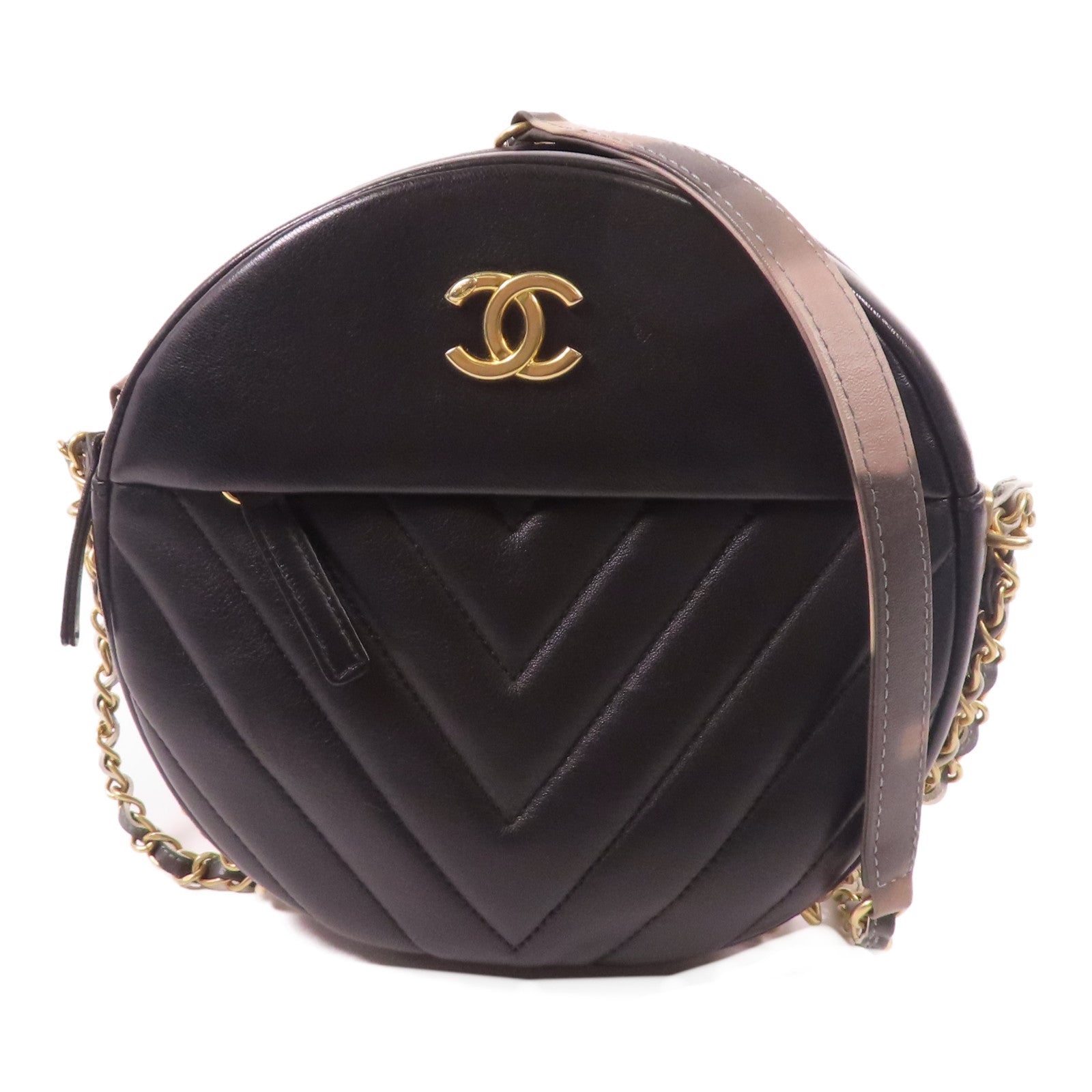 CHANEL CC GHW Chain Shoulder Bag Calfskin Leather Black
