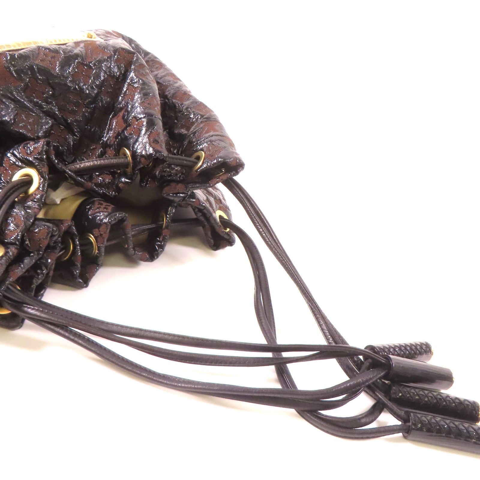 LOUIS VUITTON Monogram Envinil Squishy Inventeur Shoulder Bag Clutch金扣肩背袋啡色/黑色