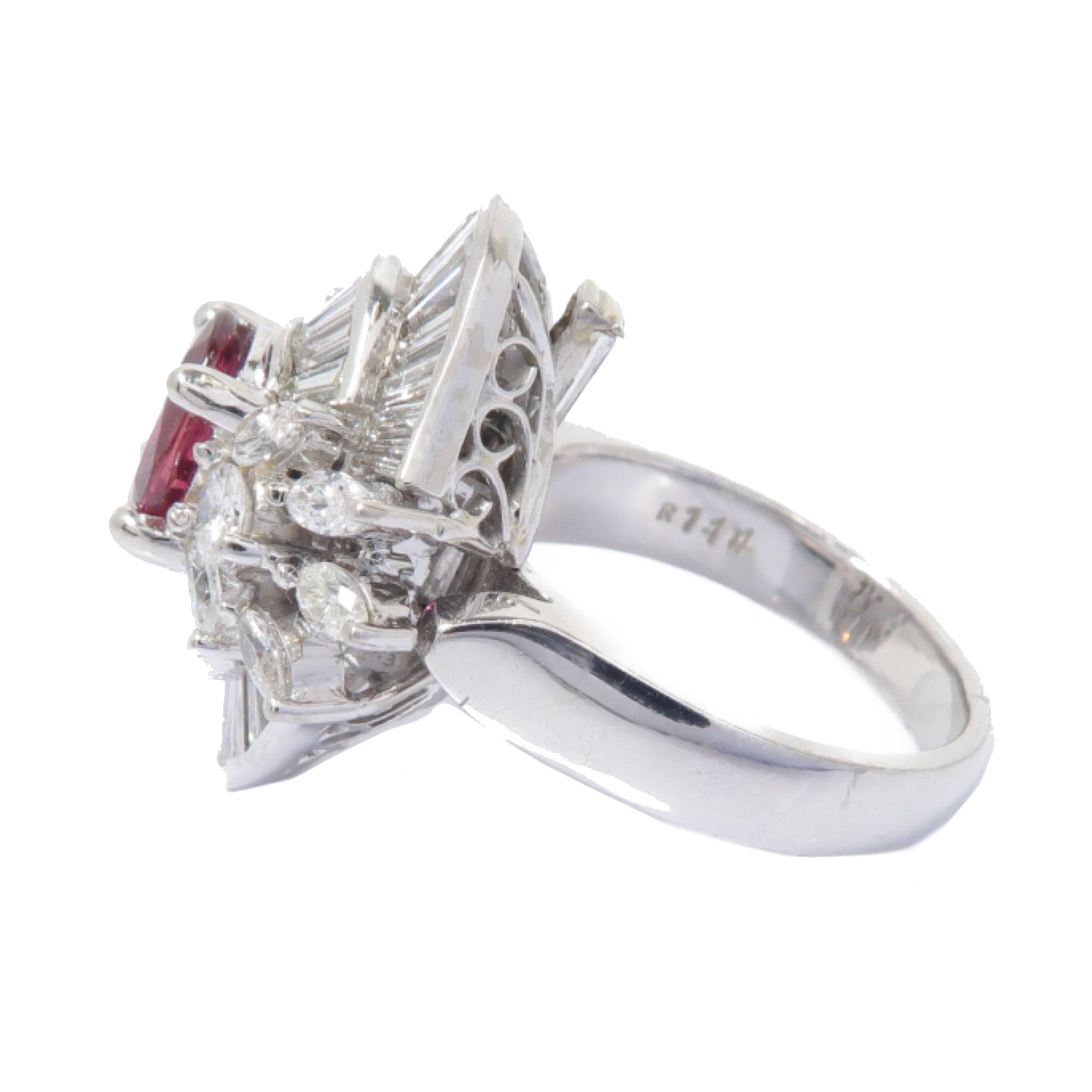 JEWELRY PT900鉑金Ruby Diamond Ring 1.14ct紅寶石/2.23ct鑽石戒指US#6