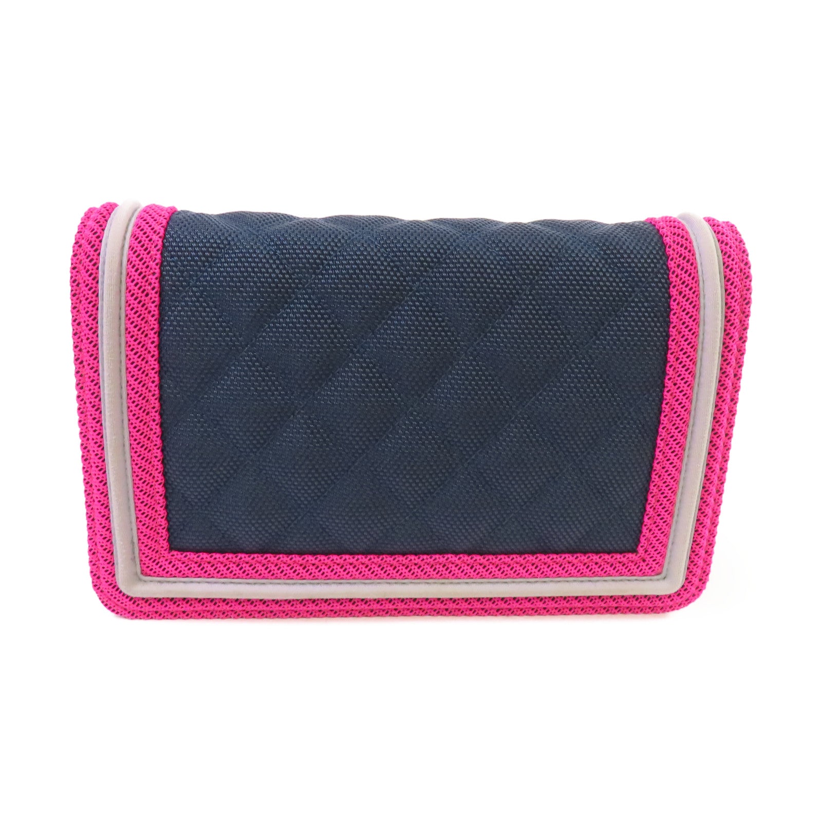CHANEL 菱格帆布WOC Wallet On Chain Shoulder Bag銀扣鏈帶肩背袋寶藍色/粉紅色/灰色