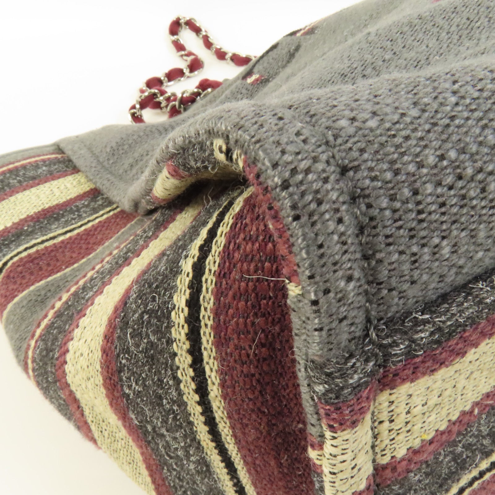 CHANEL 帆布Deauville Tote銀扣鏈帶手挽肩背兩用袋