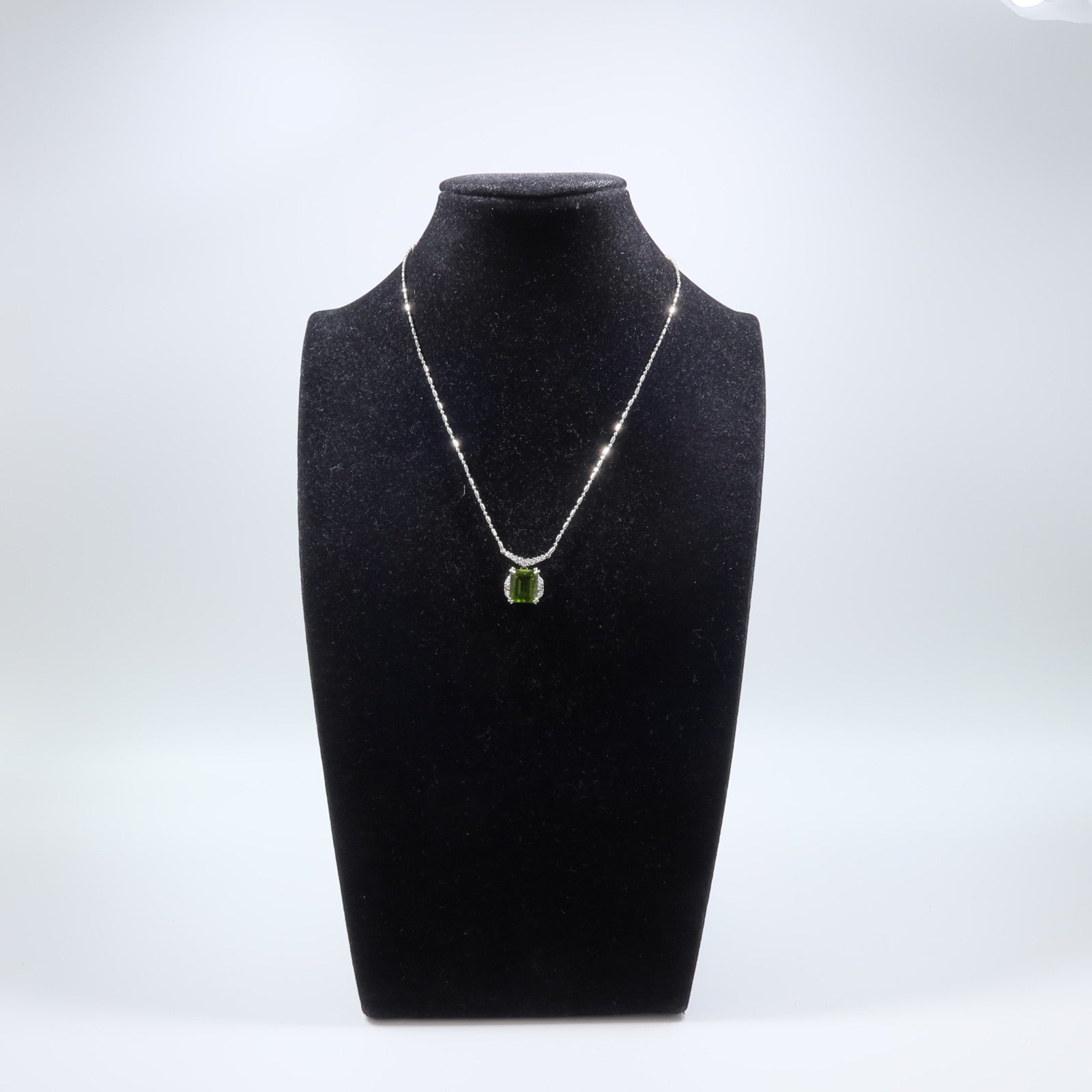 JEWELRY PT900/PT850鉑金Peridot Diamond Necklace橄欖石/鑽石項鍊