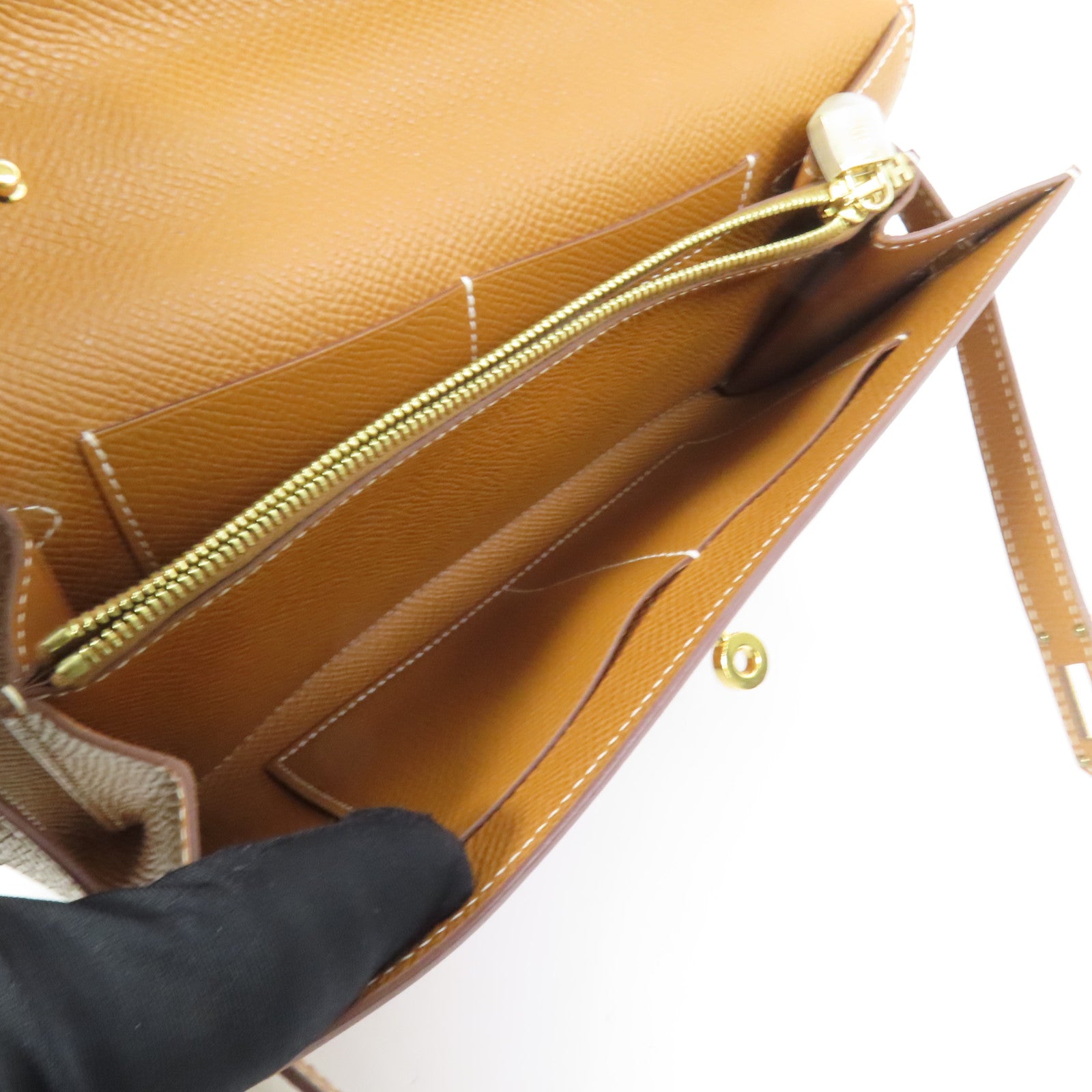 HERMES Epsom皮革Kelly To Go金扣肩背袋Gold